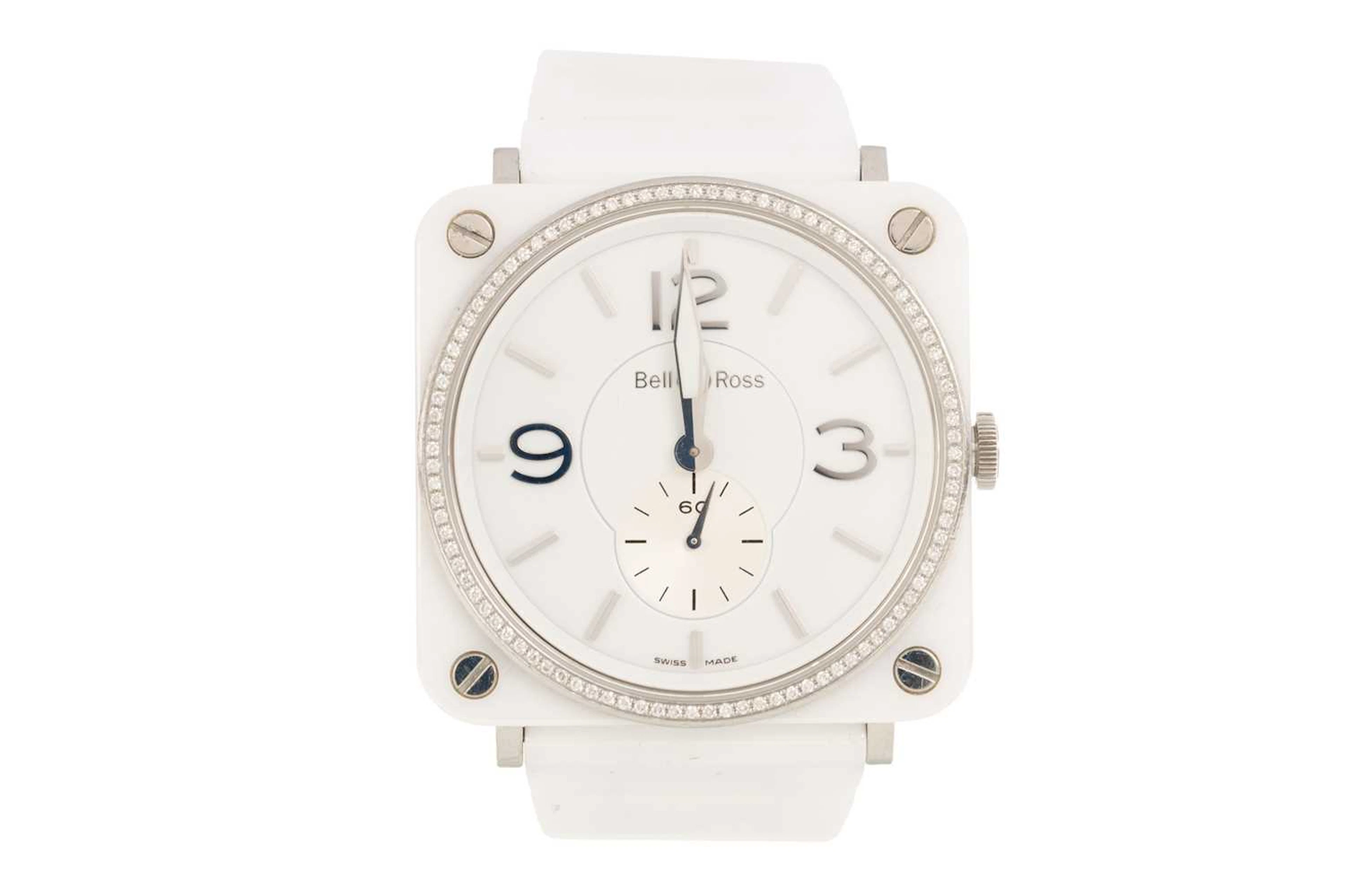 BELL & ROSS CERAMIC AND DIAMOND QUARTZ WRIST WATCH