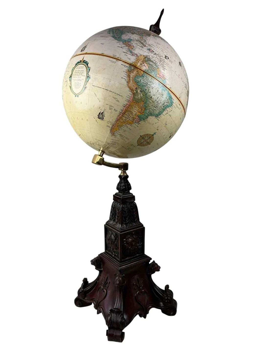 REPRODUCTION WORLD GLOBE LATE 20TH CENTURY