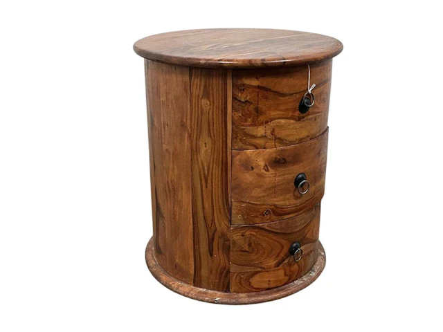 WALNUT CYLINDRICAL SMALL CHEST LATE 20TH CENTURY