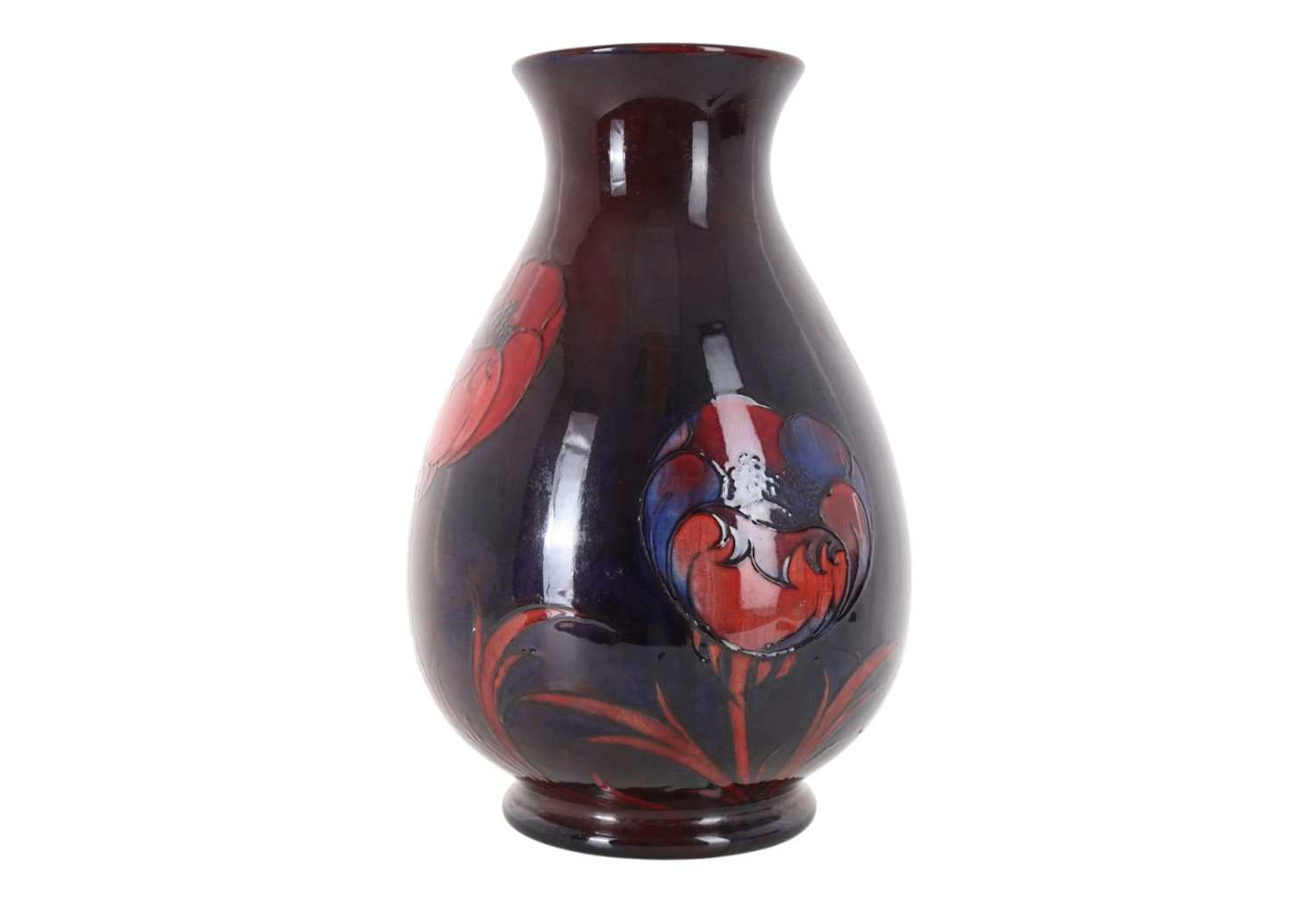 MOORCROFT 'BIG POPPY' FLAMBE VASE CIRCA 1925