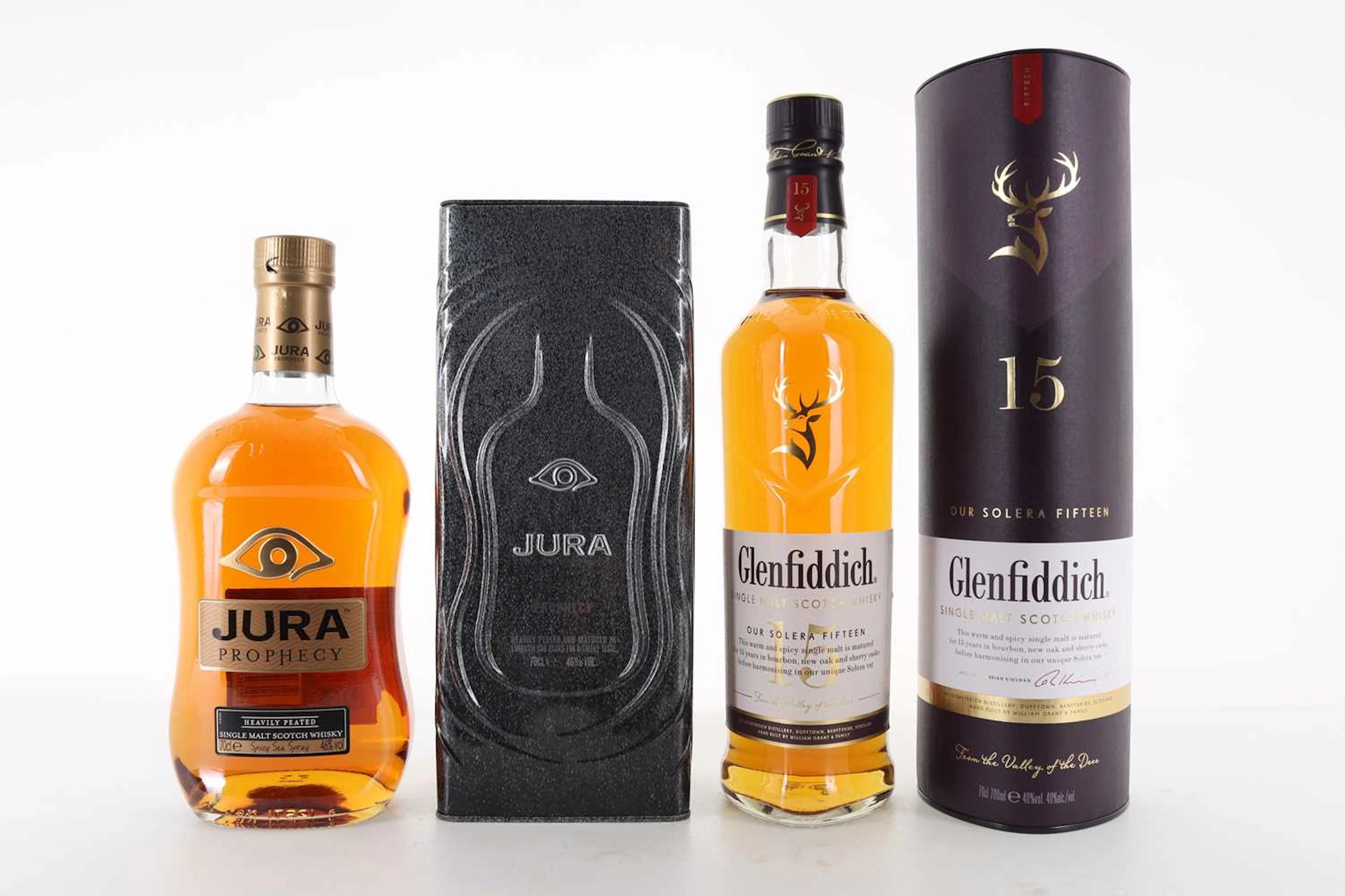 GLENFIDDICH 15 YEAR OLD AND JURA PROPHECY SINGLE MALT