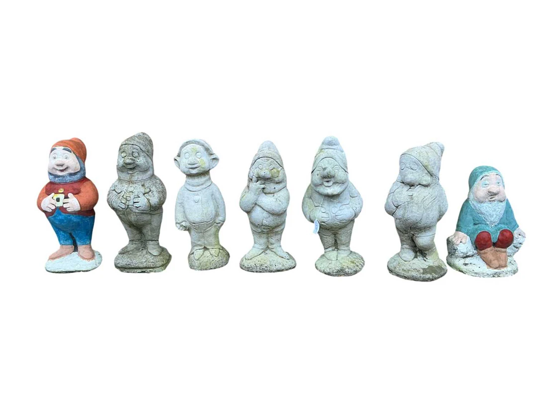 SET OF CONCRETE 'DISNEY' DWARVES EARLY 21ST CENTURY