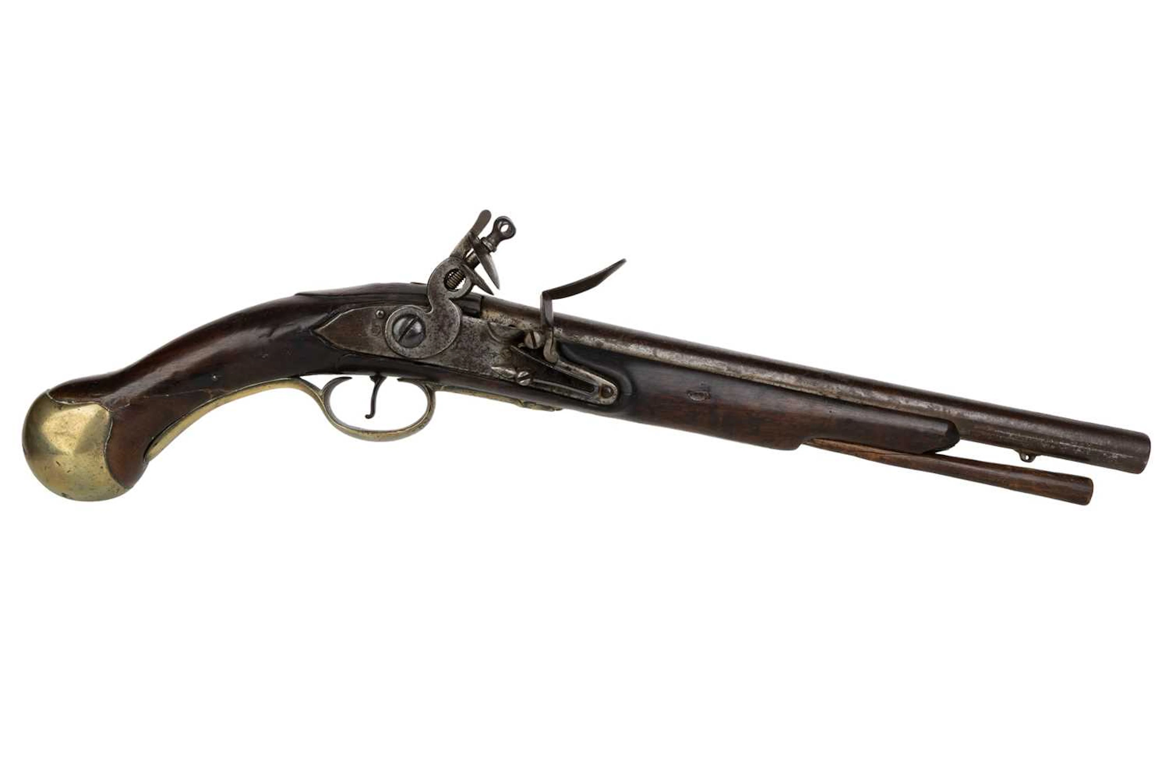 BRITISH PATTERN LONG BARREL FLINTLOCK PISTOL 19TH CENTURY