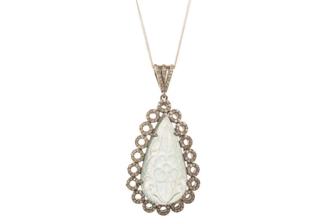 AQUAMARINE AND DIAMOND NECKLACE 21ST CENTURY