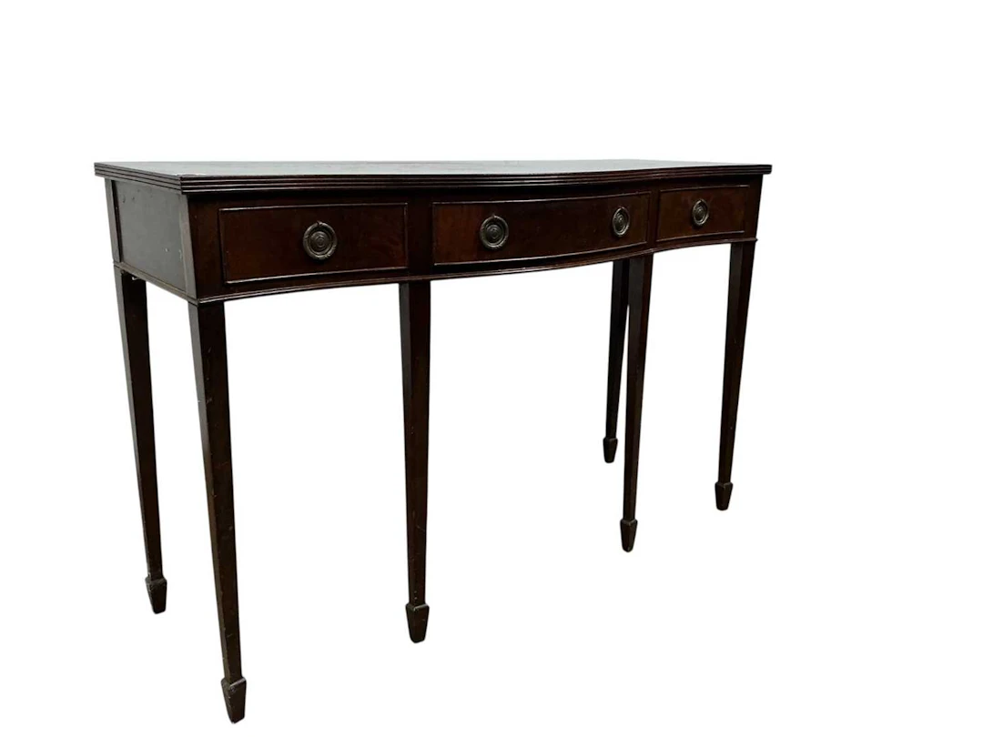 MAHOGANY SERPENTINE FRONTED SIDE TABLE LATE 20TH CENTURY