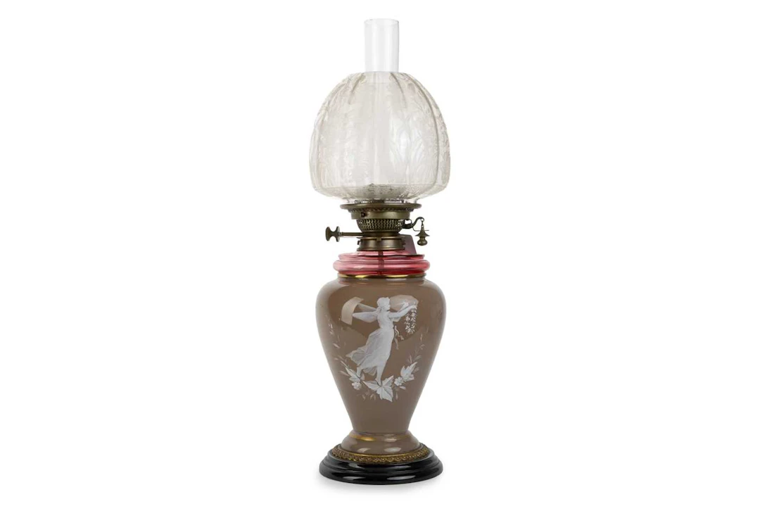 VICTORIAN GLASS OIL LAMP LATE 20TH CENTURY