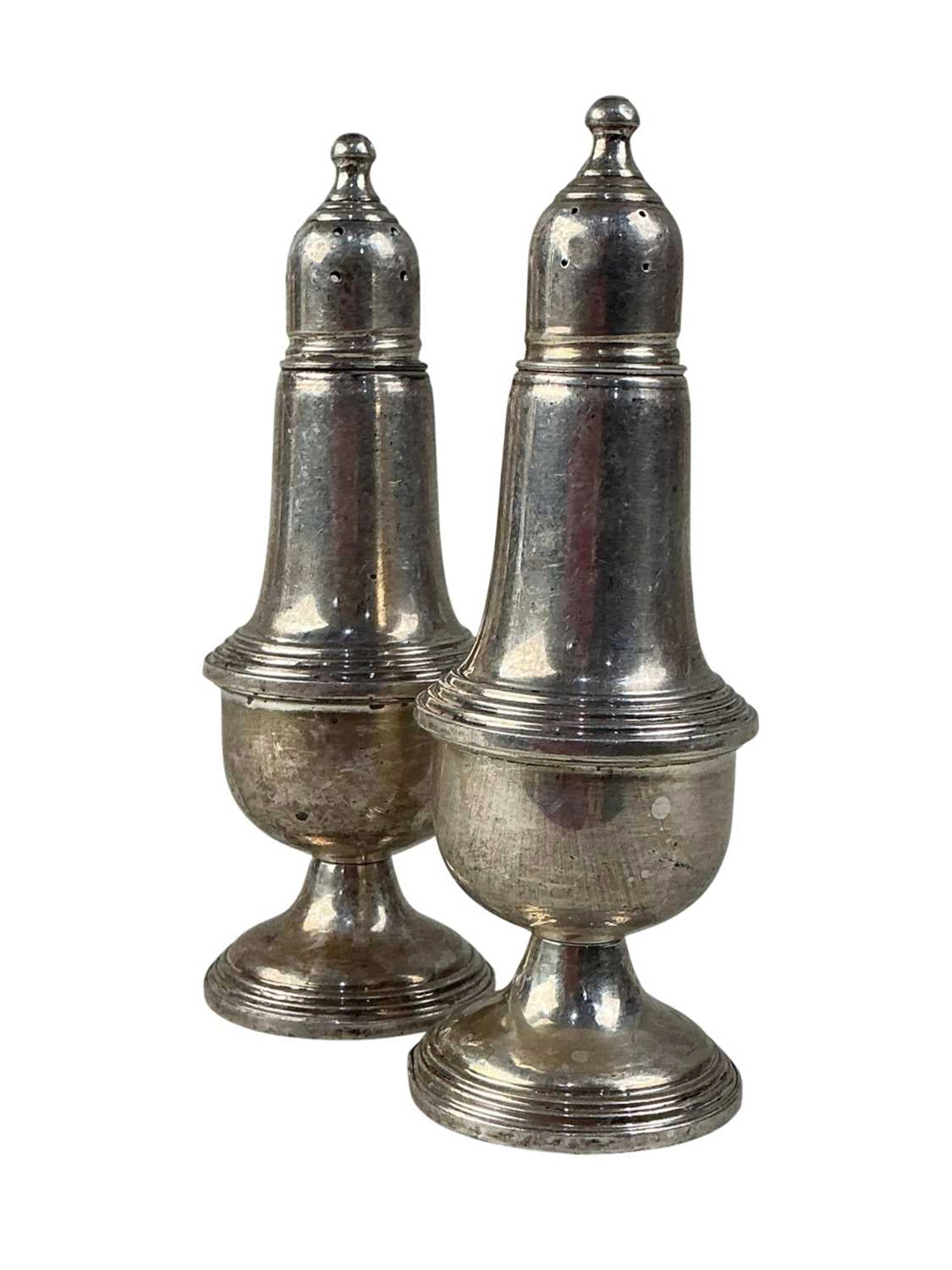 PAIR OF SILVER SALT AND PEPPER CASTERS EARLY 20TH CENTURY