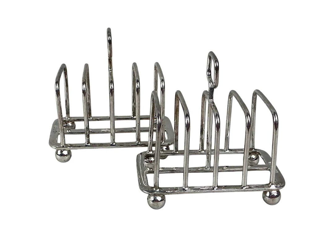 PAIR OF EDWARD VII SILVER TOASTRACKS MAKER ATKIN BROTHERS, SHEFFIELD 1903