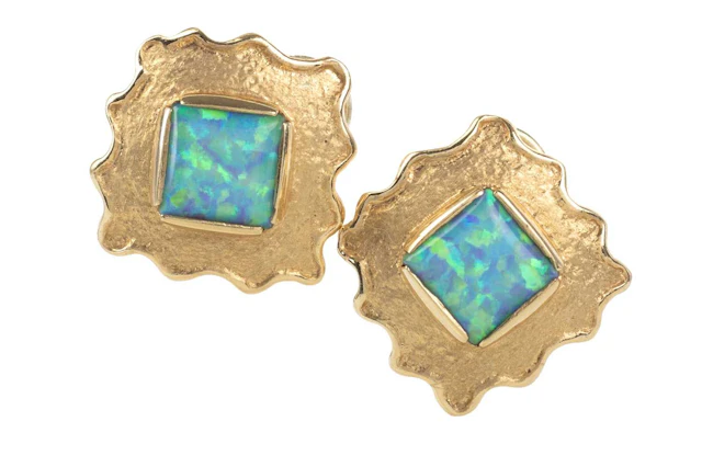 PAIR OF OPAL EARRINGS LATE 20TH CENTURY