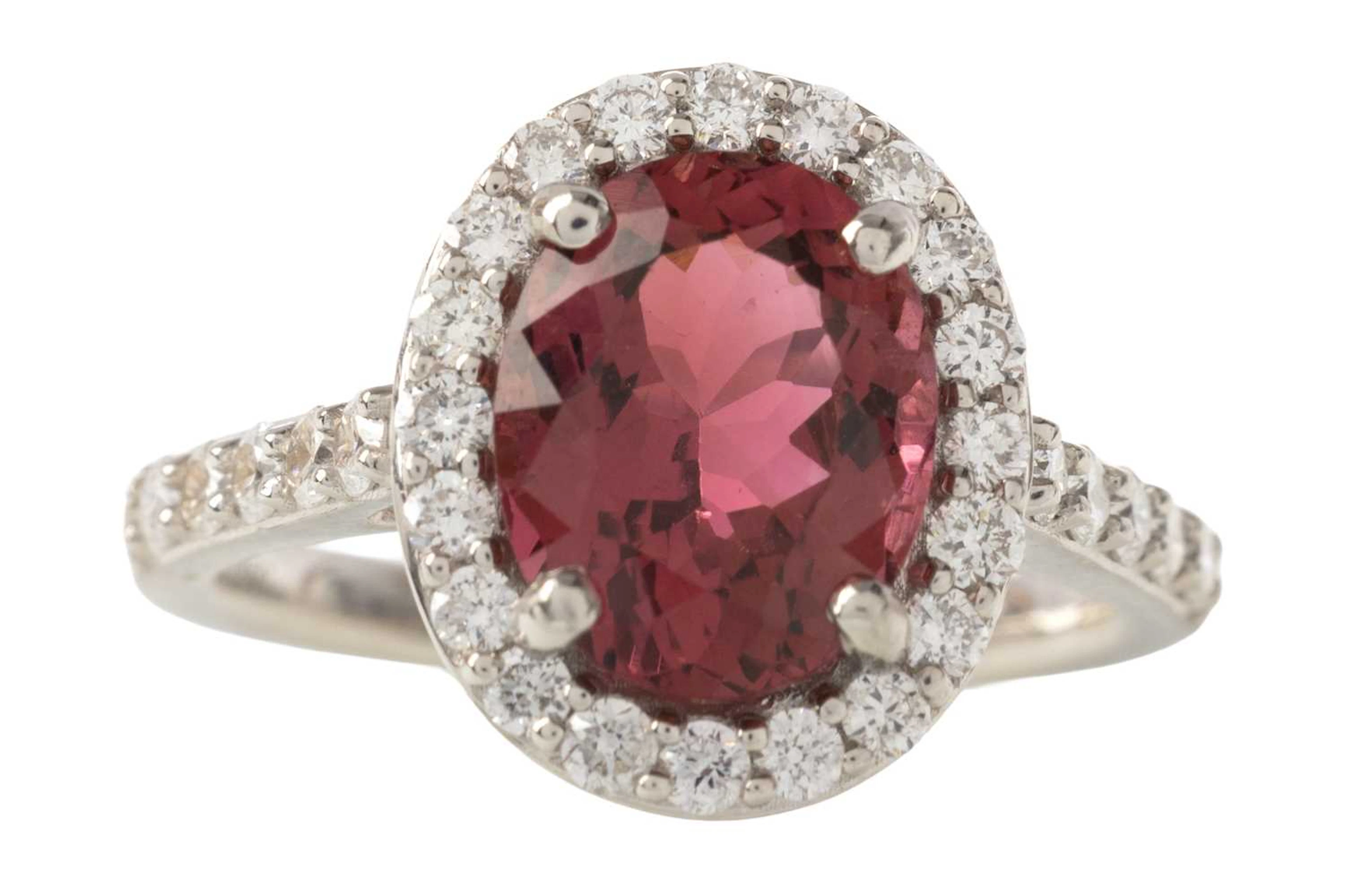 CERTIFICATED TOURMALINE AND DIAMOND RING 21ST CENTURY
