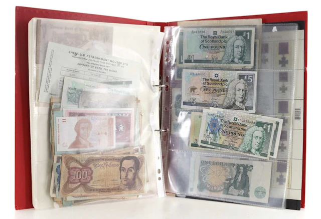ALBUM OF WORLD BANK NOTES EARLY-MID 20TH CENTURY