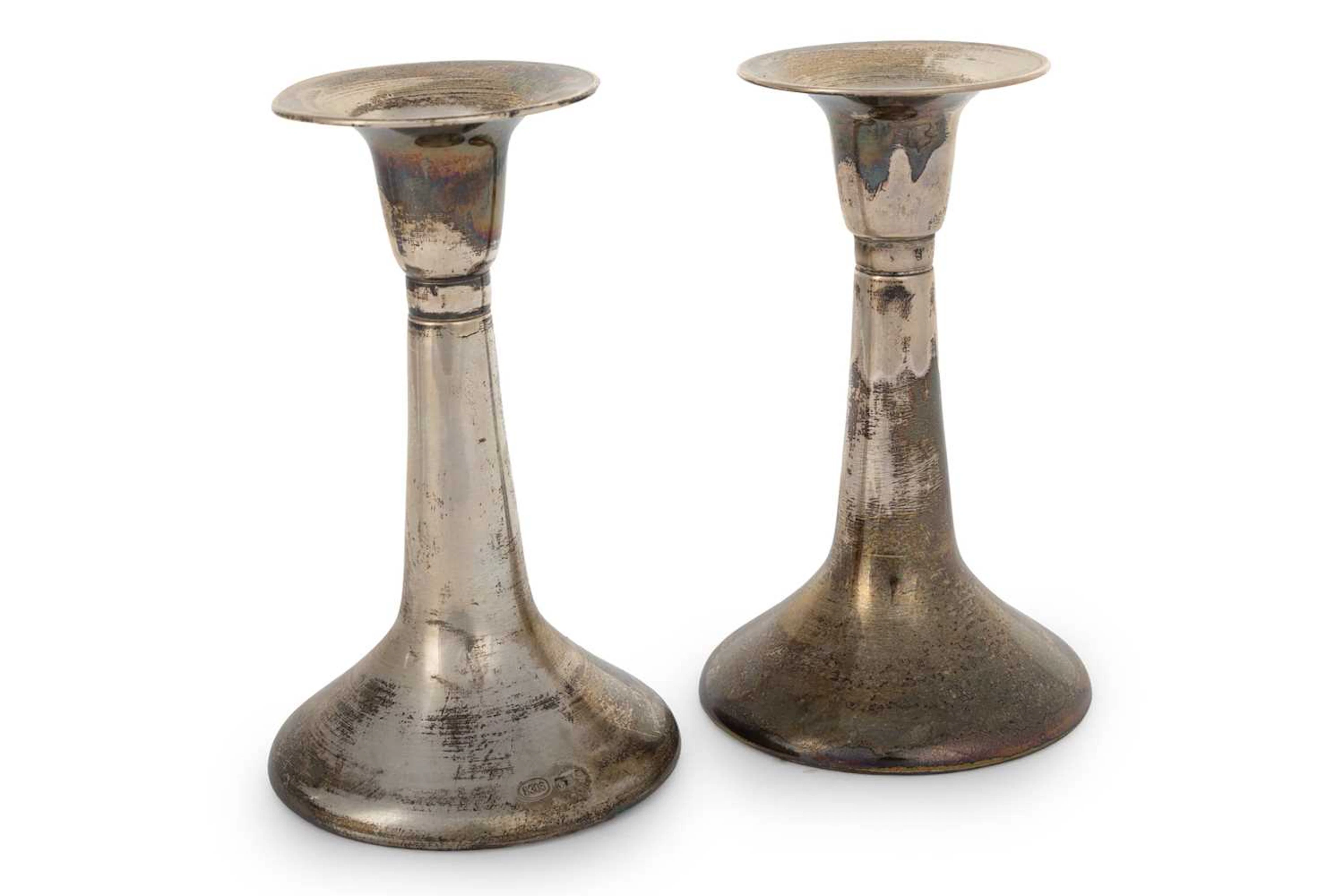 PAIR OF SCANDINAVIAN SILVER CANDLESTICKS EARLY/MID 20TH CENTURY