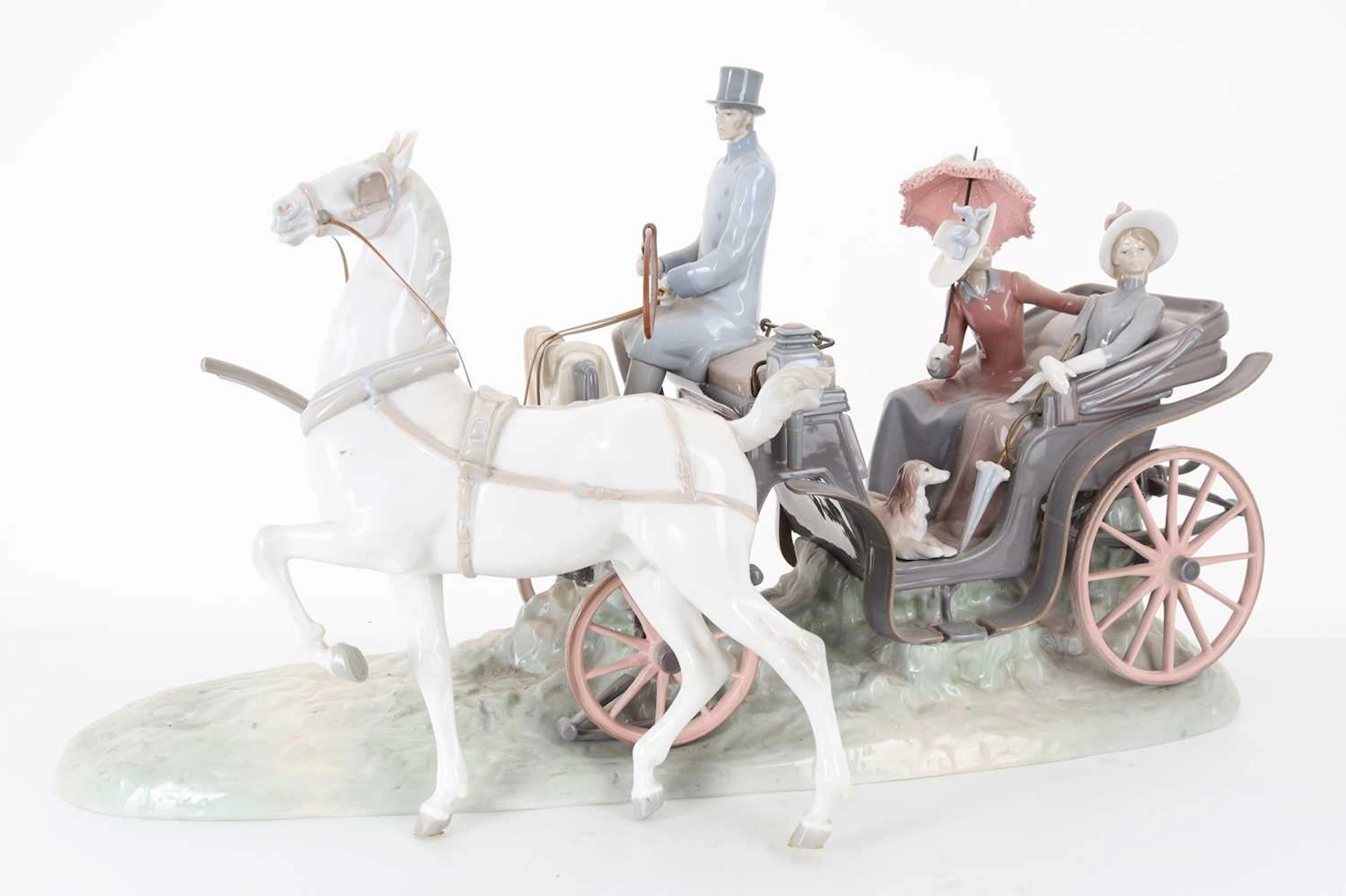LLADRO FIGURE OF HANSOM CARRIAGE LATE 20TH CENTURY