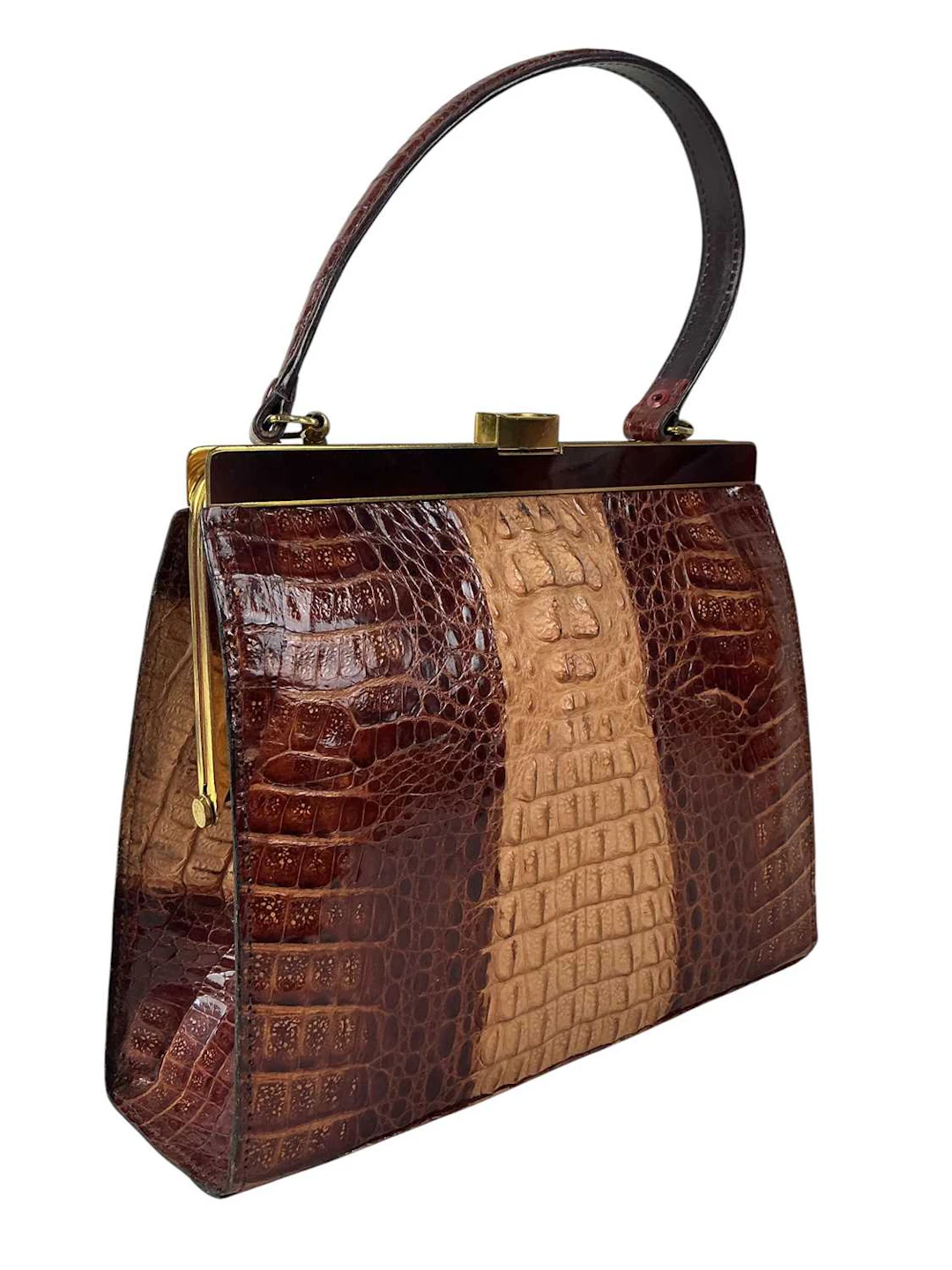TWO TONE CROCODILE HANDBAG MID 20TH CENTURY