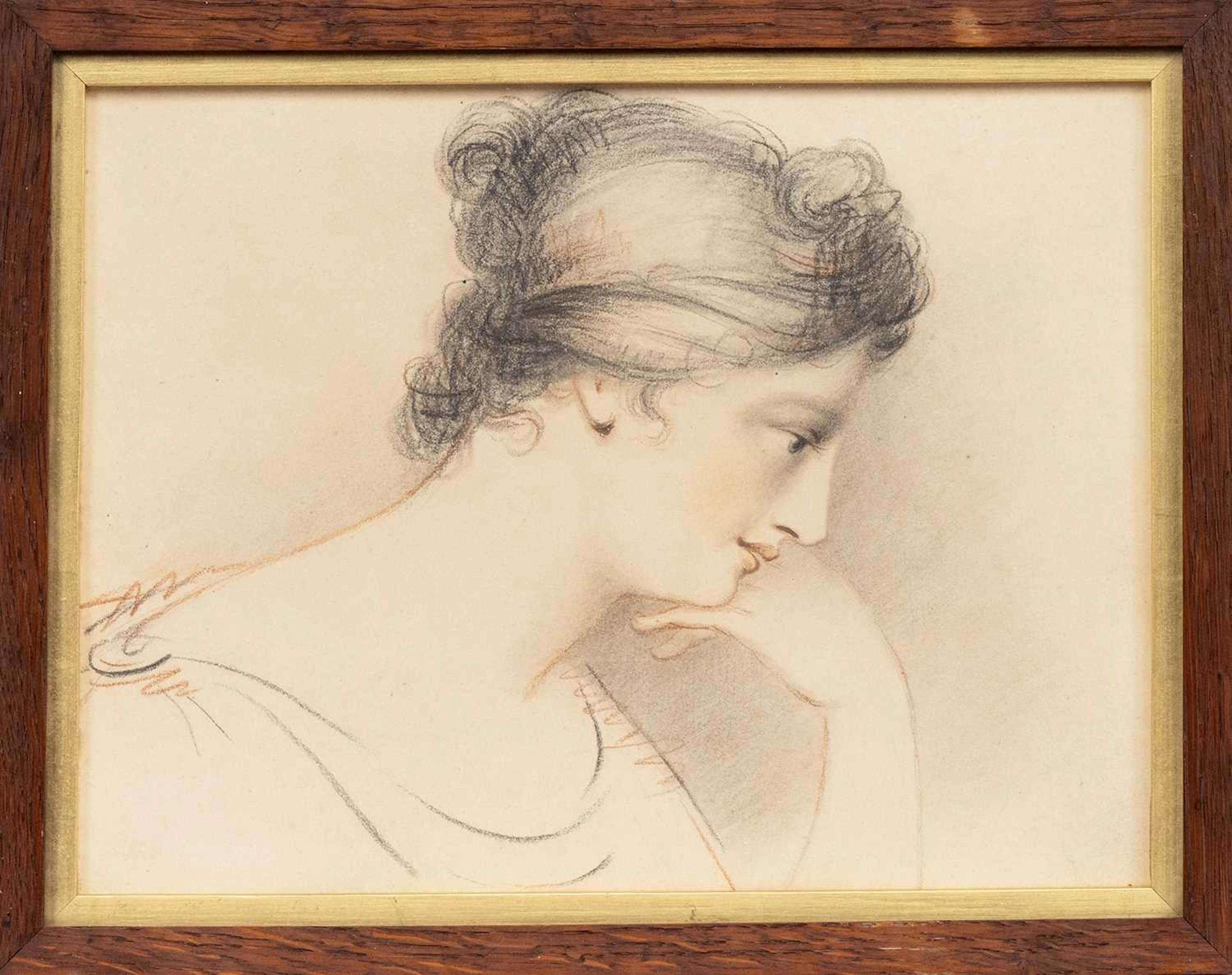 GEORGE ROMNEY (BRITISH 1734 - 1808) PORTRAIT SKETCH OF EMMA, LADY HAMILTON II