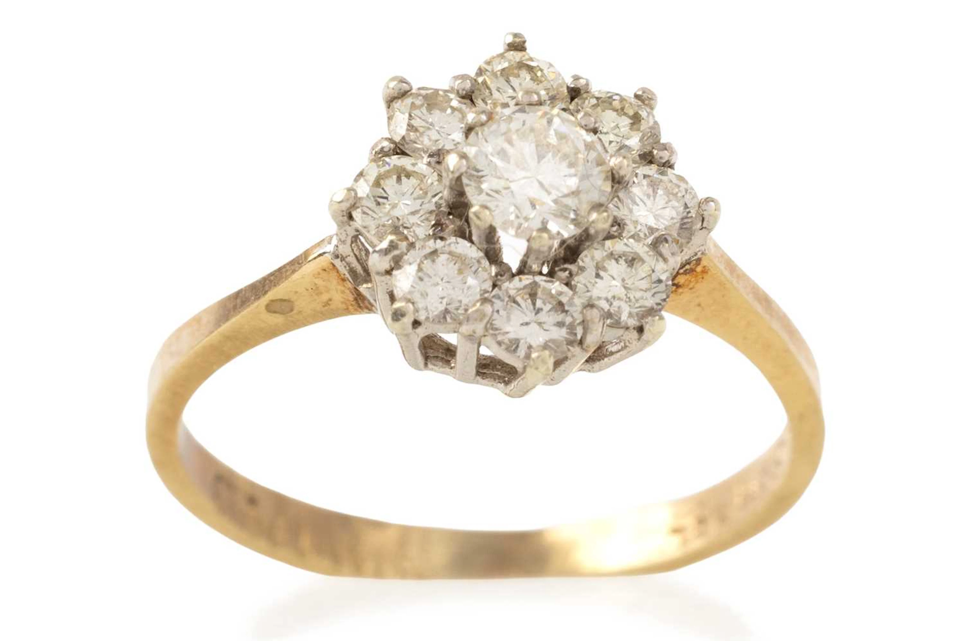 DIAMOND CLUSTER RING LATE 20TH CENTURY