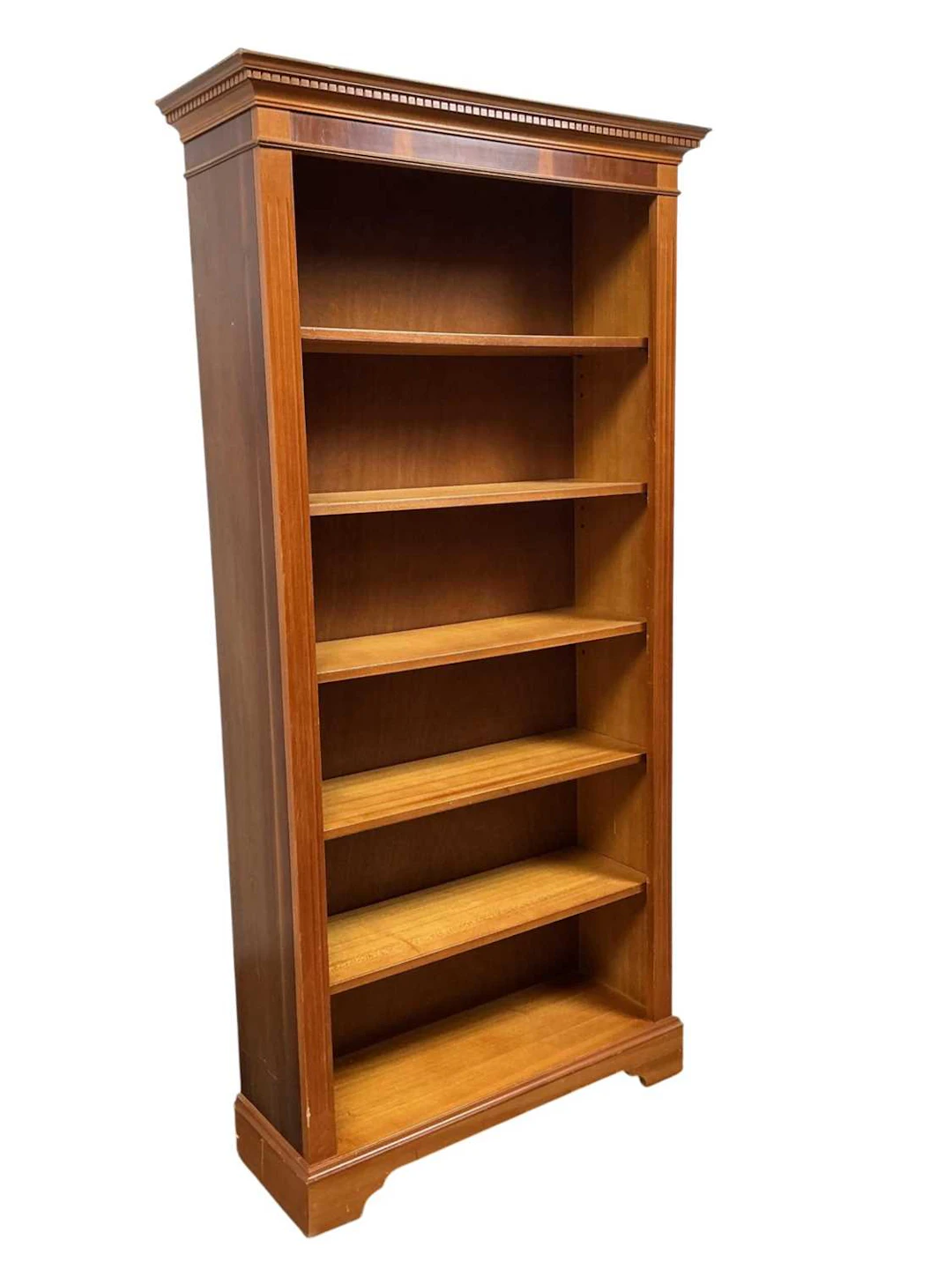 YEW WOOD OPEN BOOKCASE LATE 20TH CENTURY