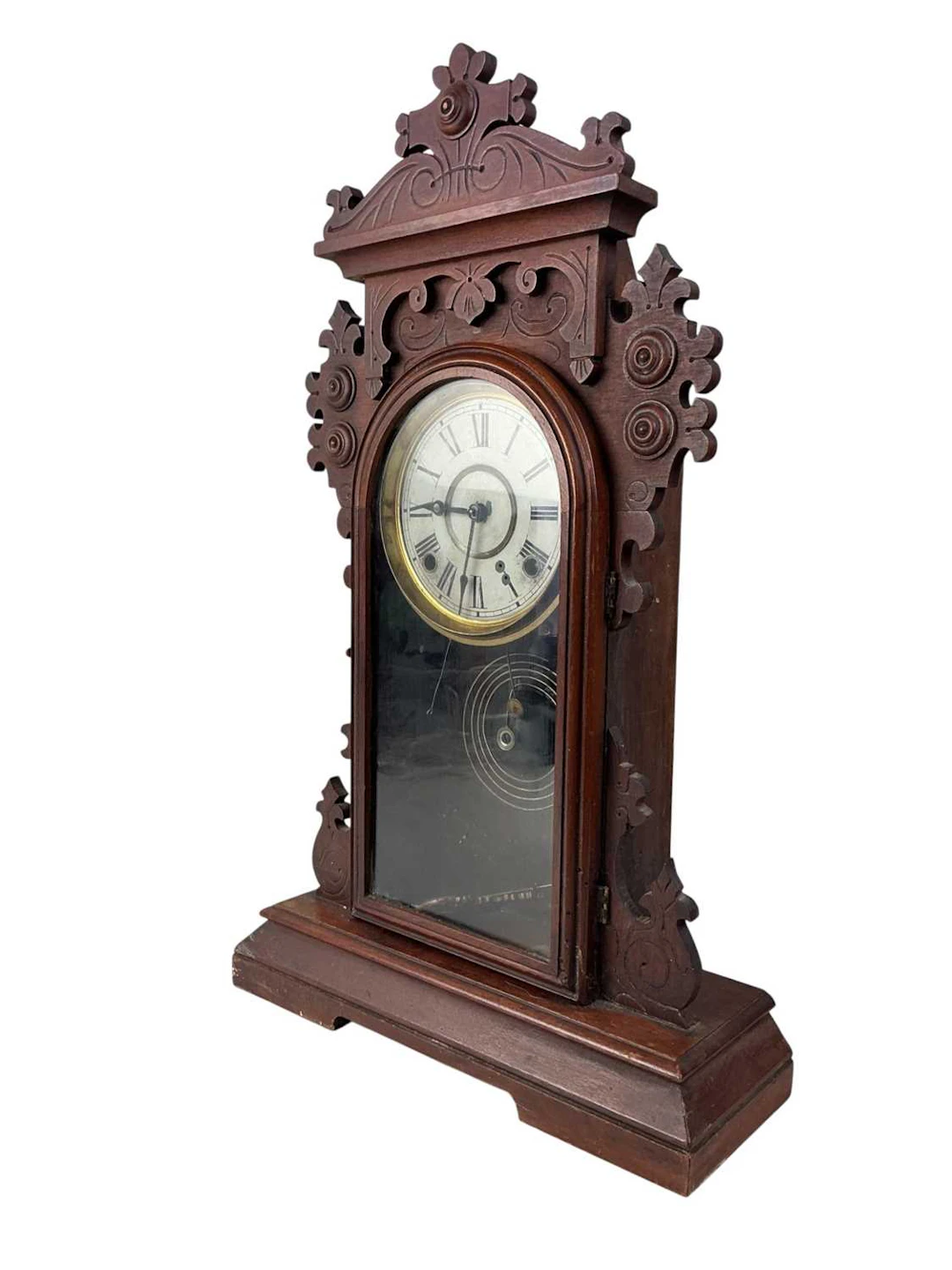 E.N. WELCH MAHOGANY MANTEL CLOCK LATE 19TH CENTURY