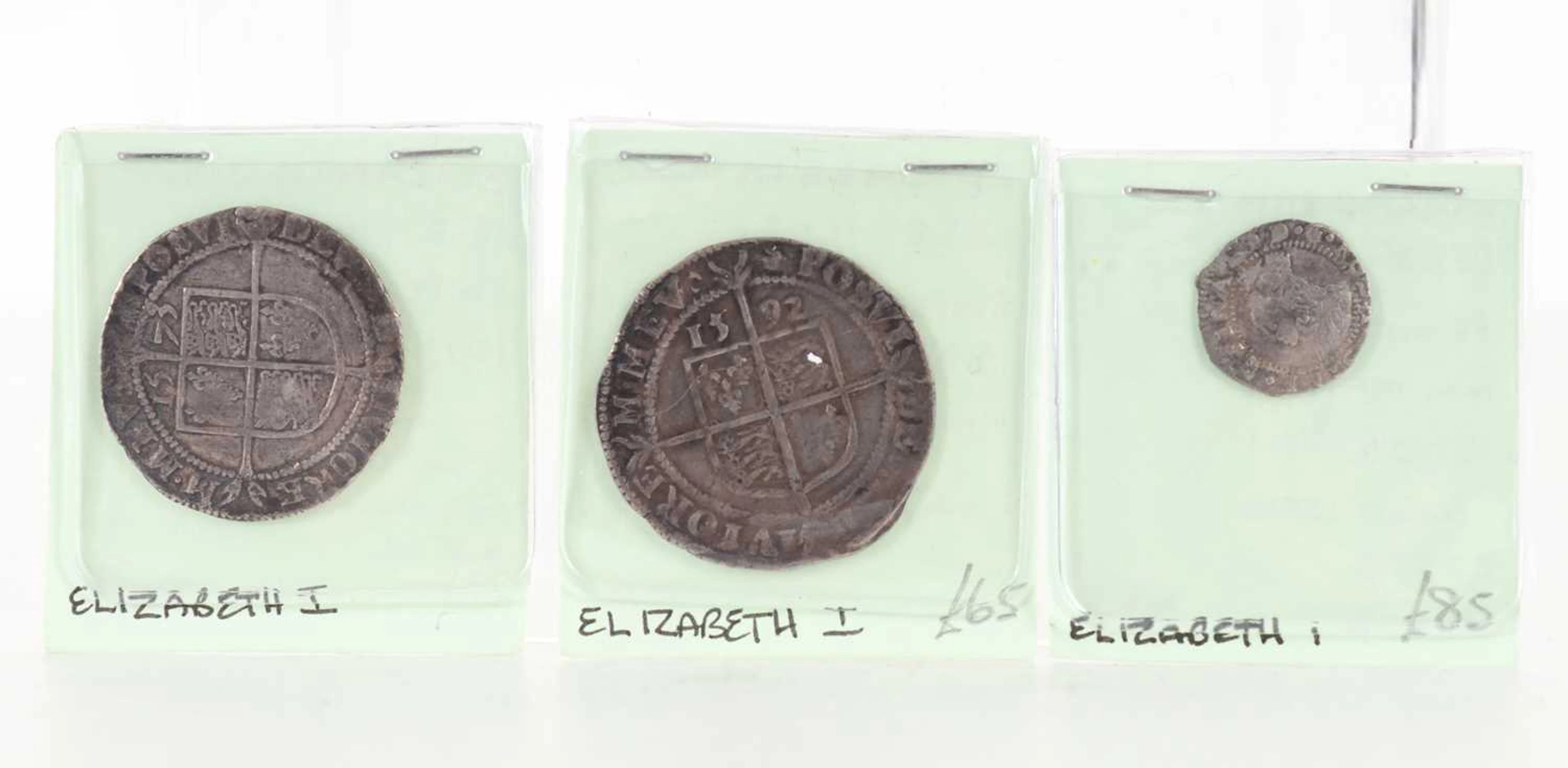 ELIZABETH I, THREE HAMMERED SILVER COINS 1558-1603