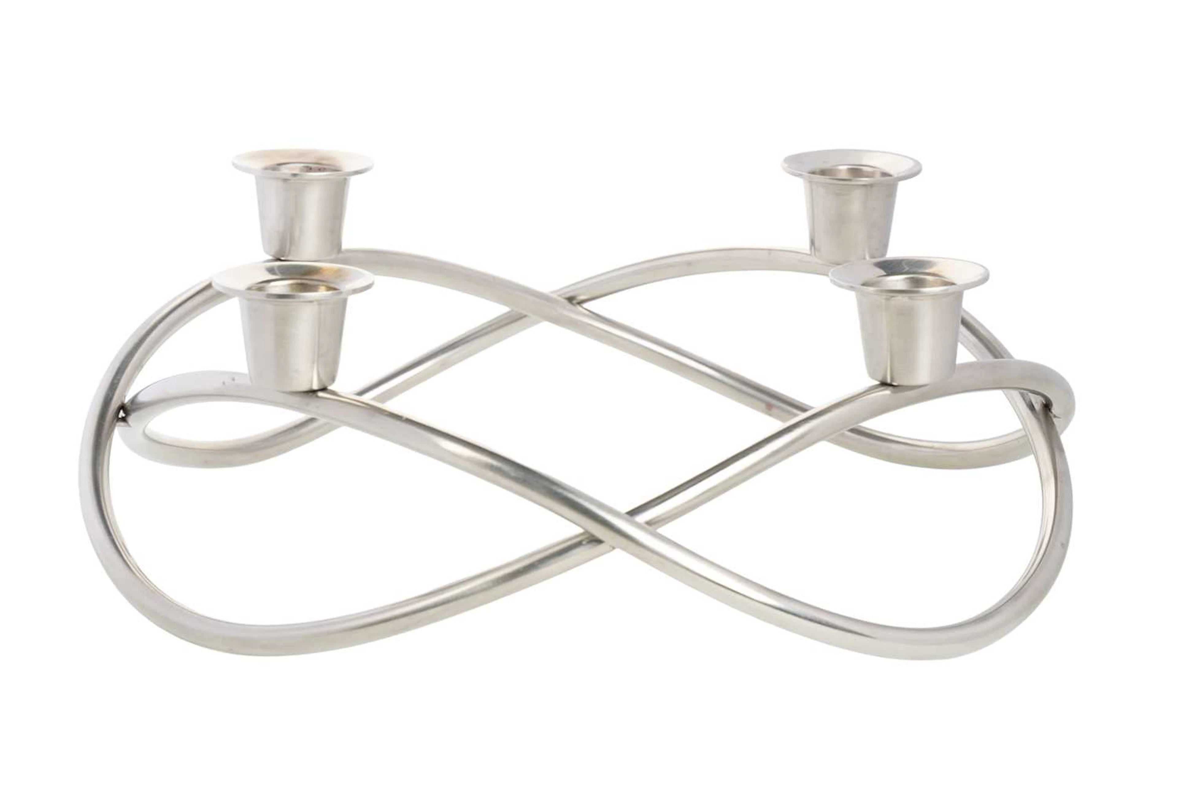 MODERNIST GEORG JENSEN STEEL CANDLE HOLDER LATE 20TH CENTURY