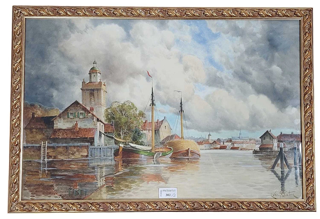 LOUIS VAN STATTEN (DUTCH 1936-1909) TWO HARBOUR SCENES