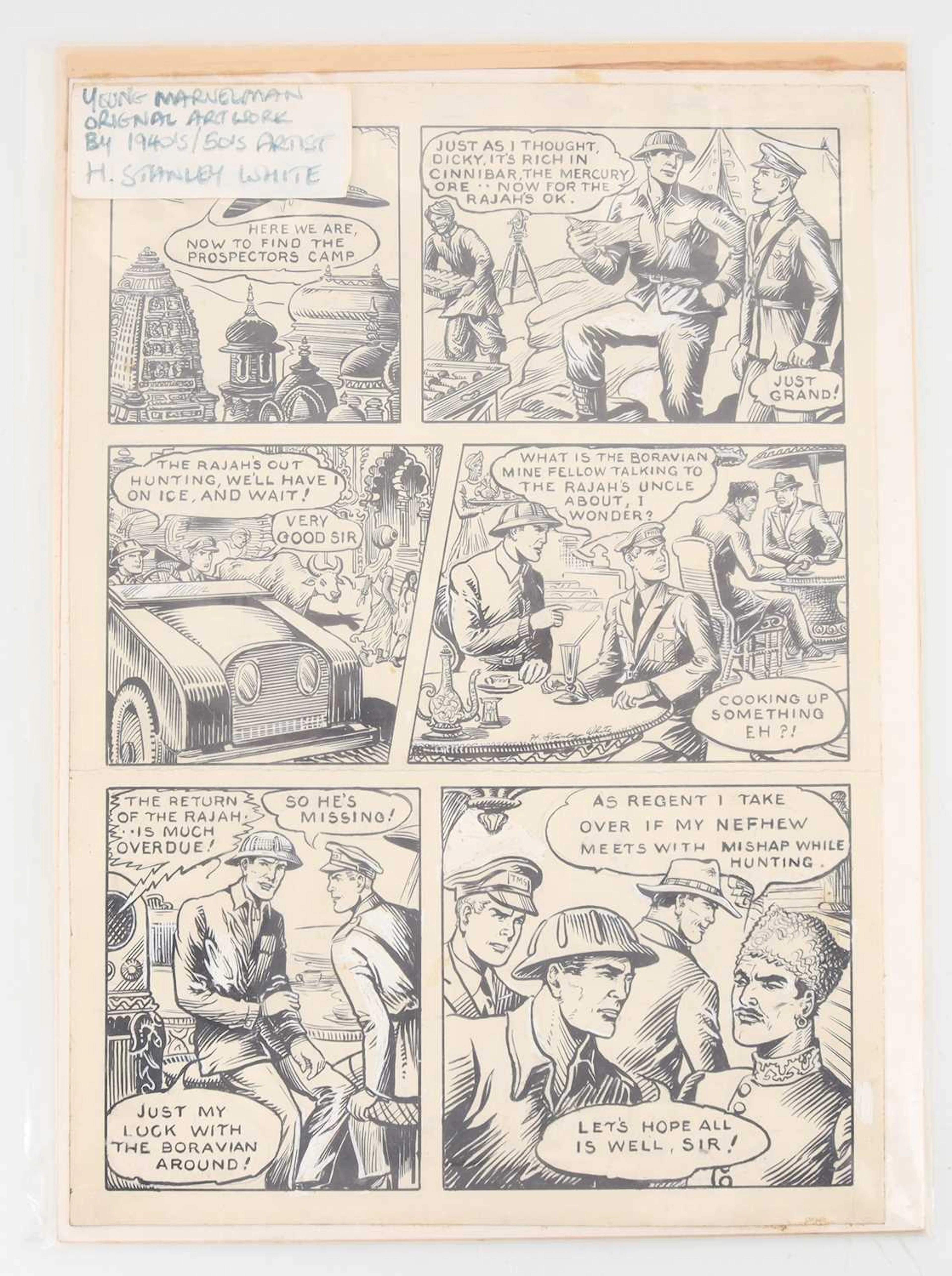YOUNG MARVELMAN, ORIGINAL COMIC ART PAGE BY HUGH STANLEY WHITE CIRCA 1950s