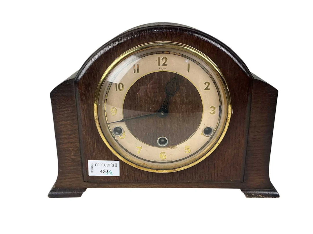 ANVIL MANTEL CLOCK, MID 20TH CENTURY AND TWO OTHER CLOCKS