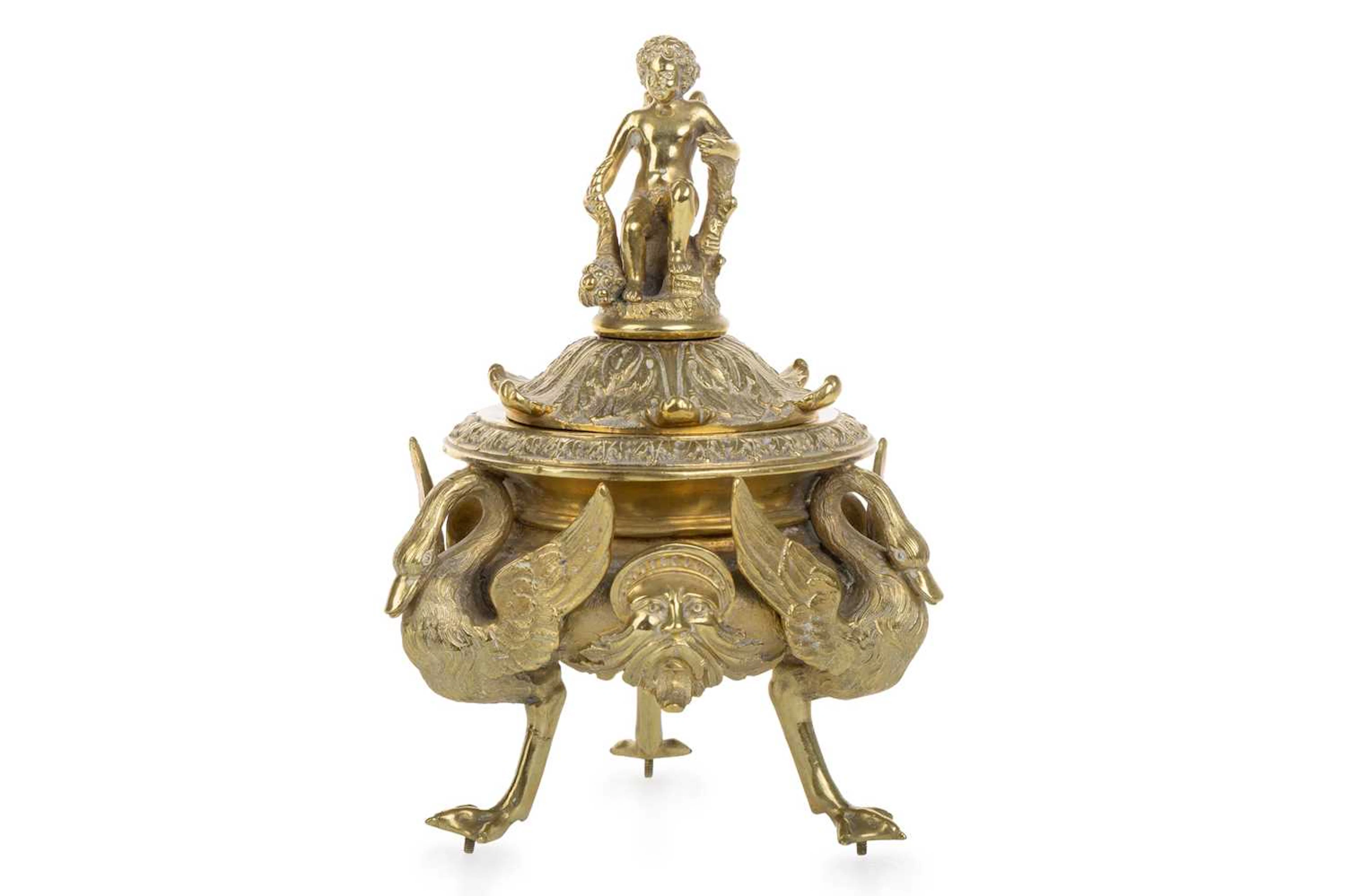FRENCH GILT BRONZE INKWELL LATE 19TH CENTURY