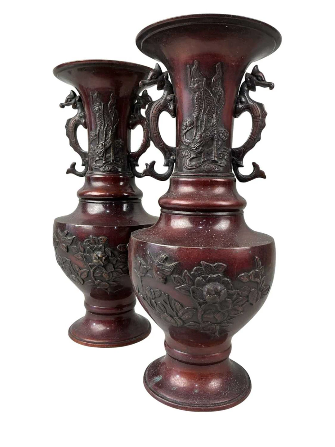 PAIR OF JAPANESE BRONZE VASES MEIJI PERIOD (1868-1912)