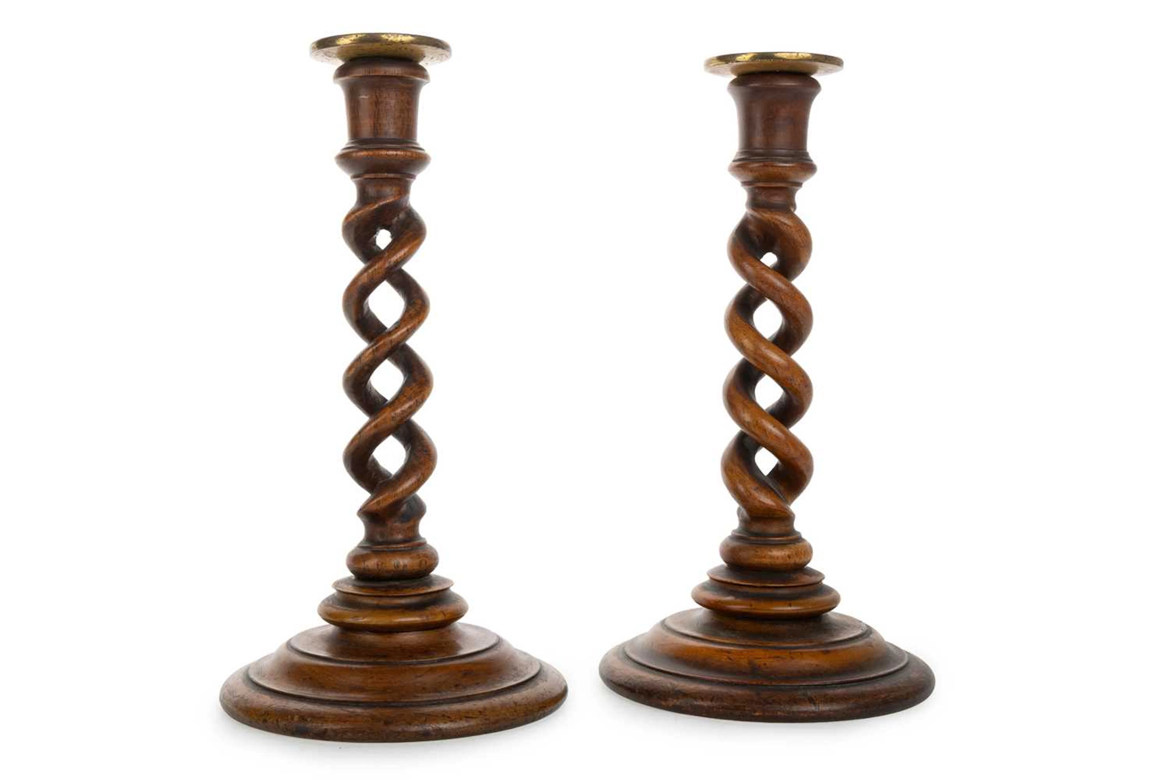 PAIR OF VICTORIAN MAHOGANY CANDLESTICKS LATE 19TH CENTURY