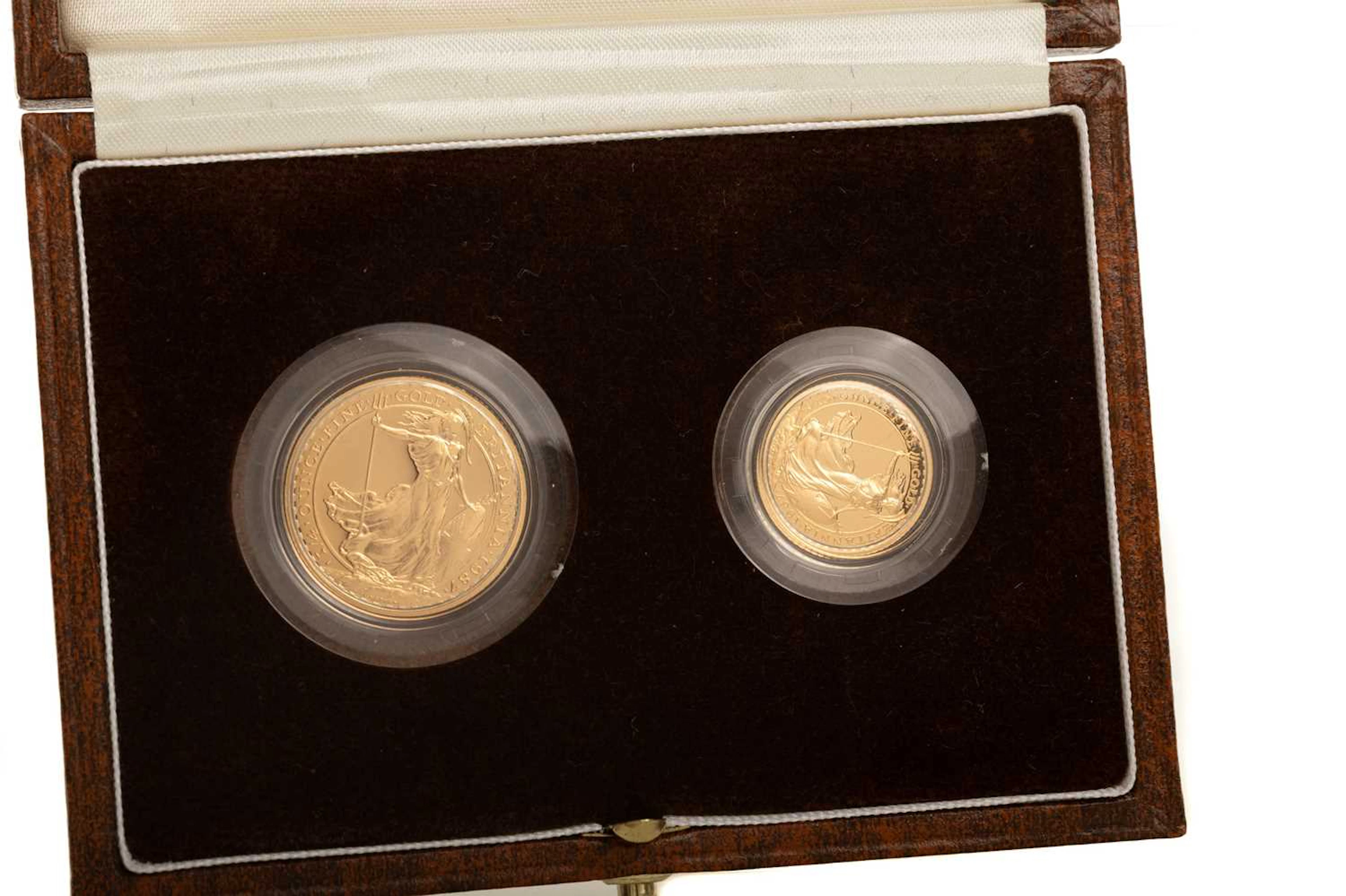 ELIZABETH II GOLD PROOF BRITANNIA TWO COIN SET 1987