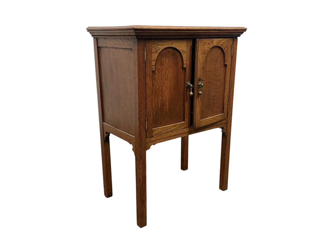 OAK SMOKER'S CABINET EARLY 20TH CENTURY