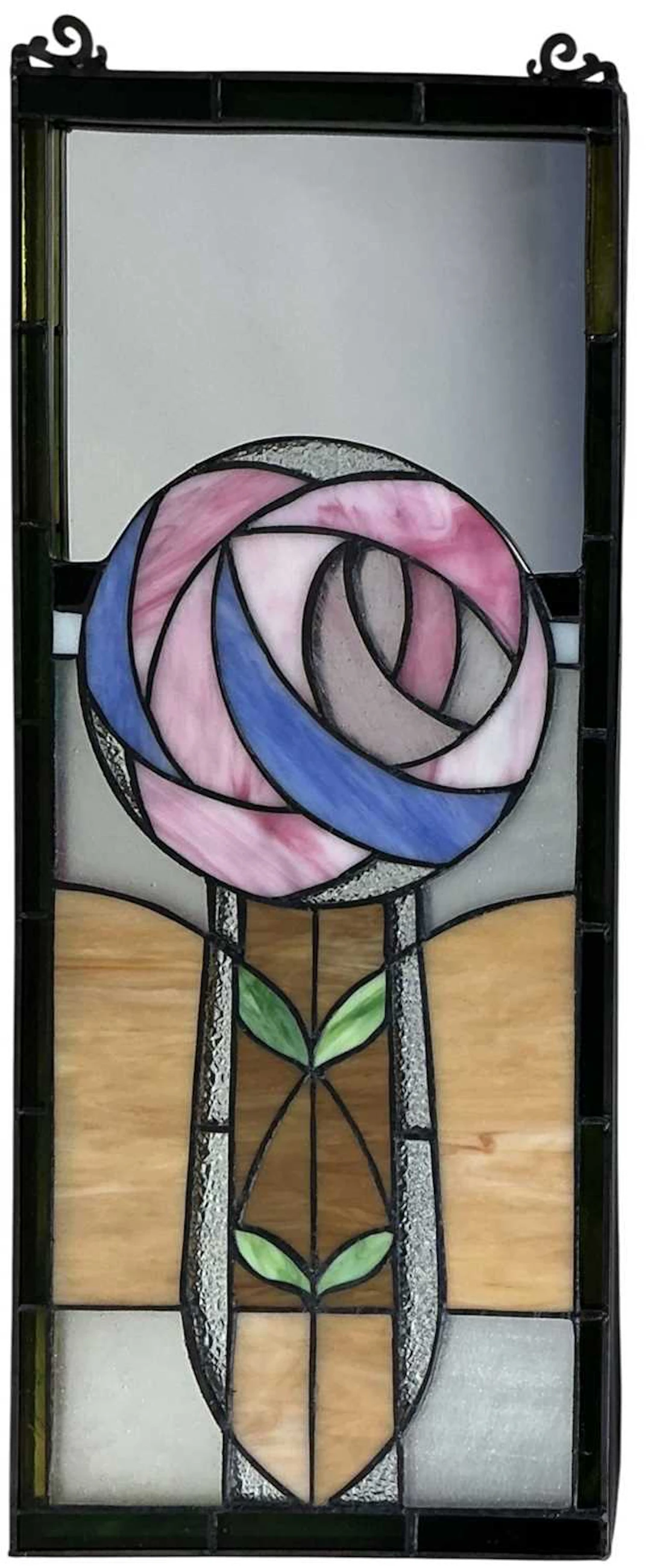 TWO STAINED GLASS PANELS, OF CHARLES RENNIE MACKINTOSH DESIGN EARLY