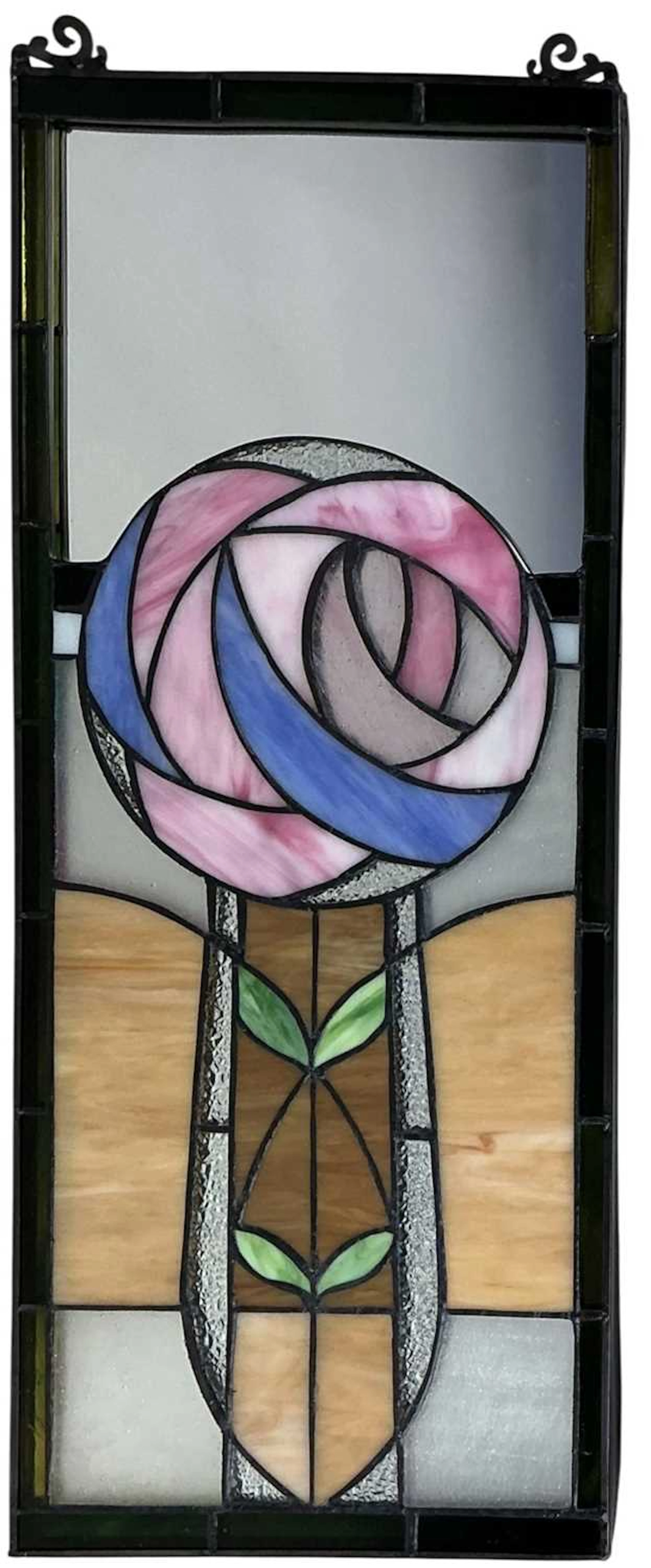 TWO STAINED GLASS PANELS, OF CHARLES RENNIE MACKINTOSH DESIGN EARLY