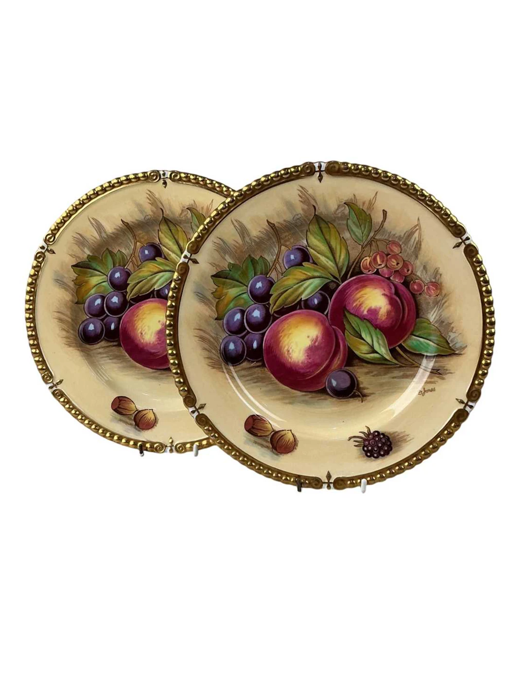 AYNSLEY ORCHARD GOLD CABINET PLATES MID 20TH CENTURY