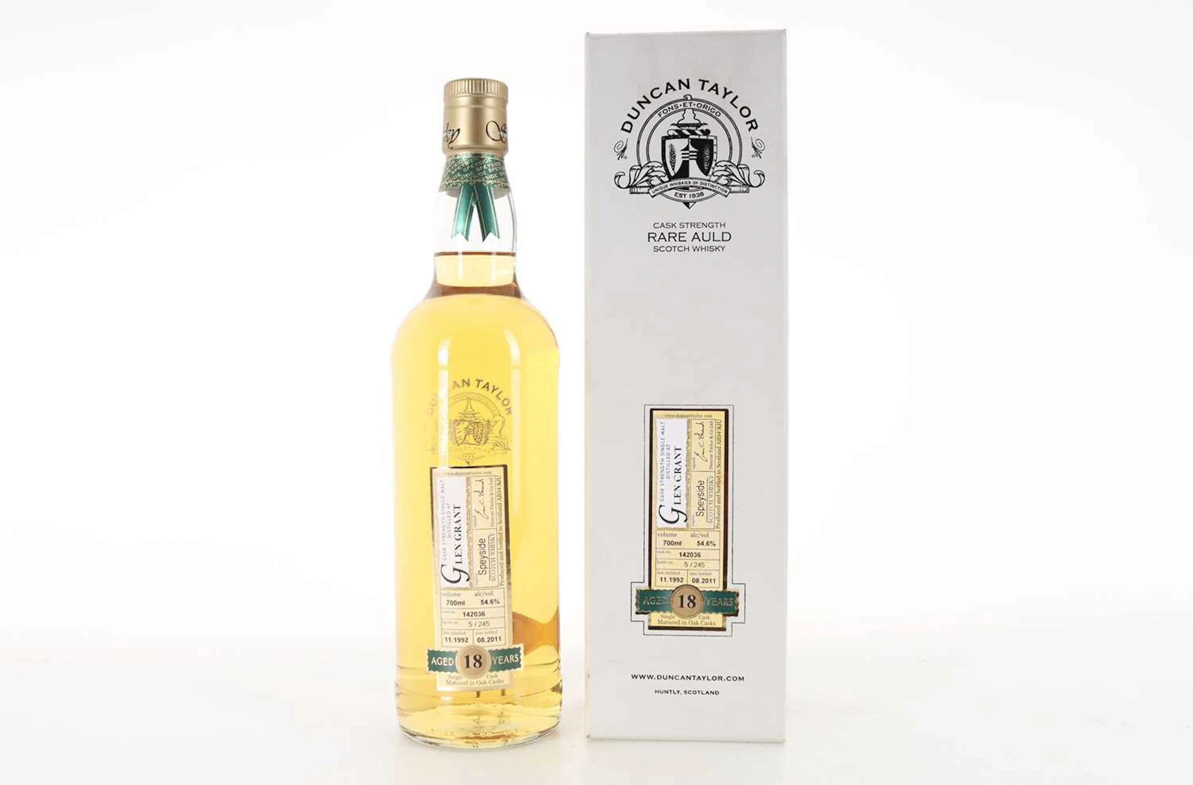 GLEN GRANT 1992 18 YEAR OLD DUNCAN TAYLOR SPEYSIDE SINGLE MALT