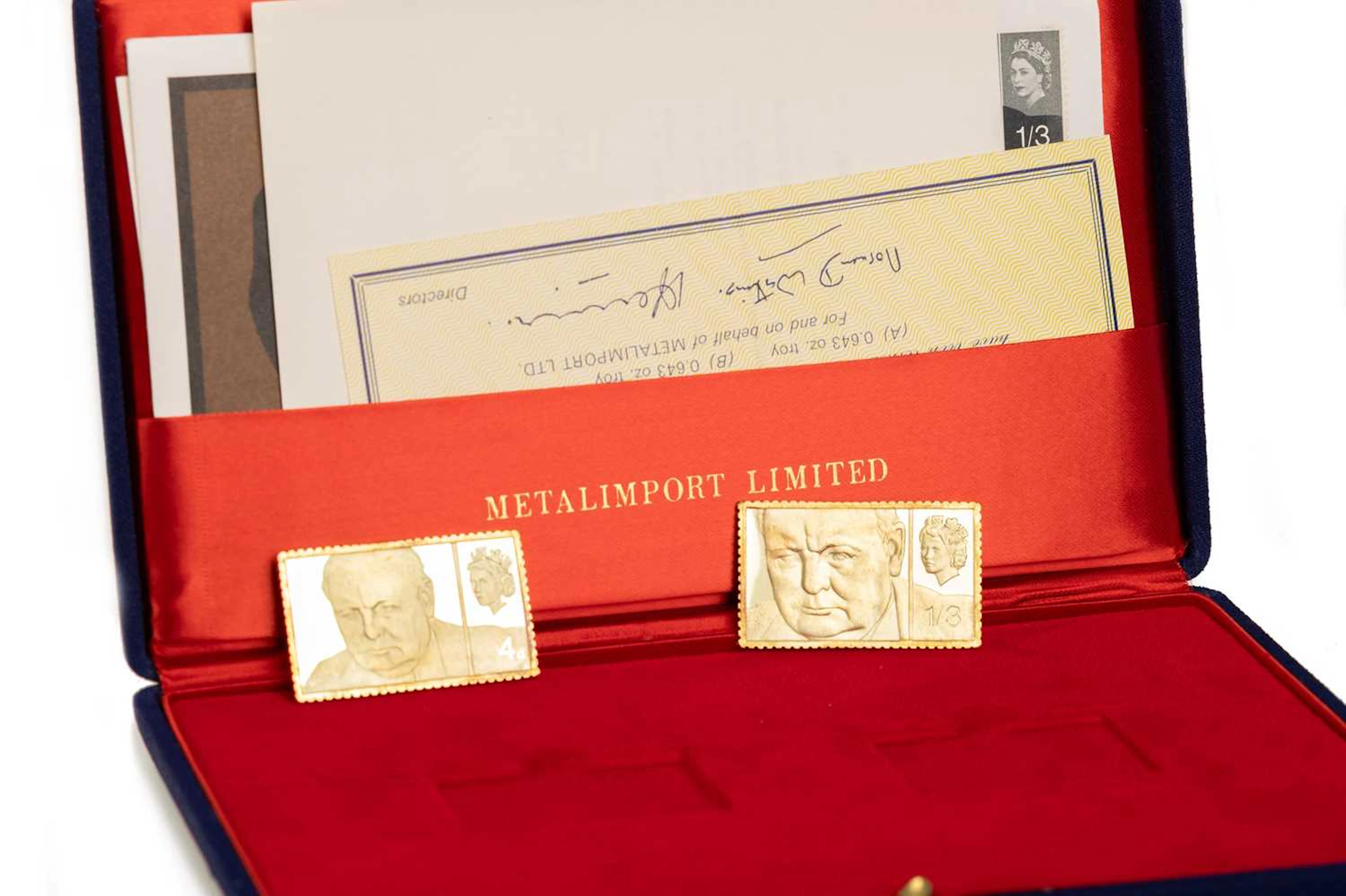 SIR WINSTON CHURCHILL GOLD STAMP REPLICAS CIRCA 1965