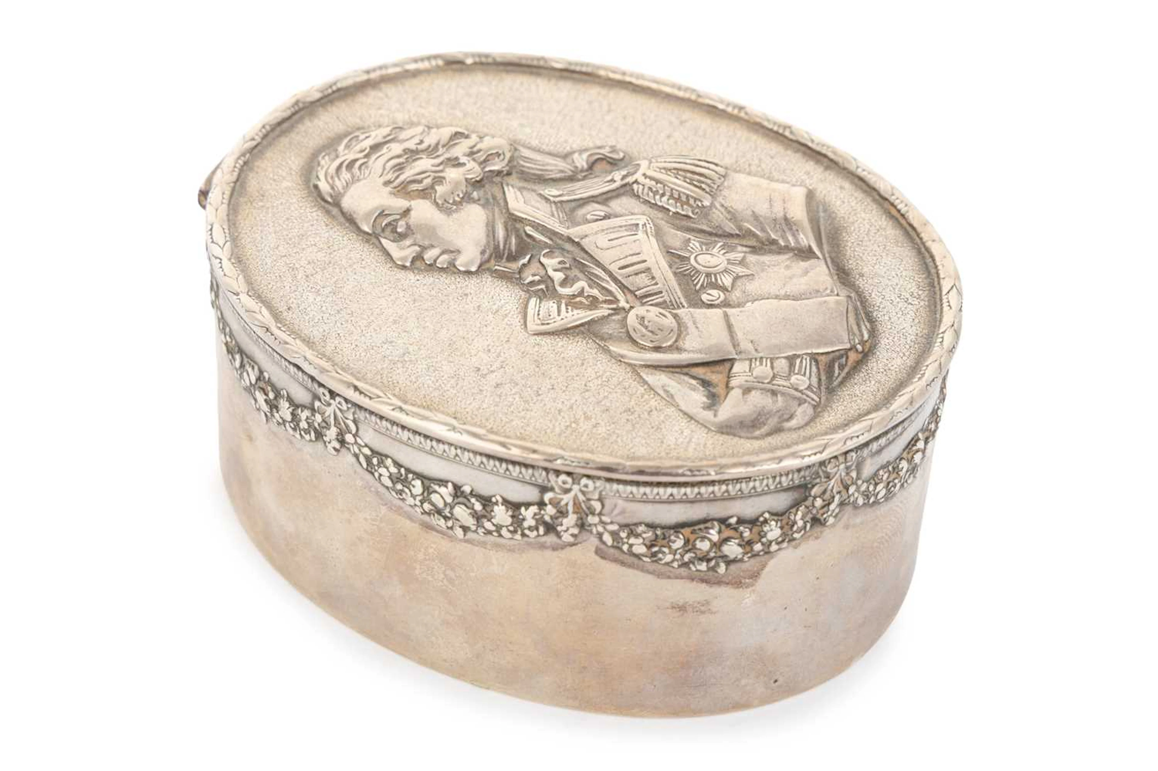 EDWARD VII GERMAN SILVER COMMEMORATIVE BOX MAKER B MULLER & SON (BERTHOLD