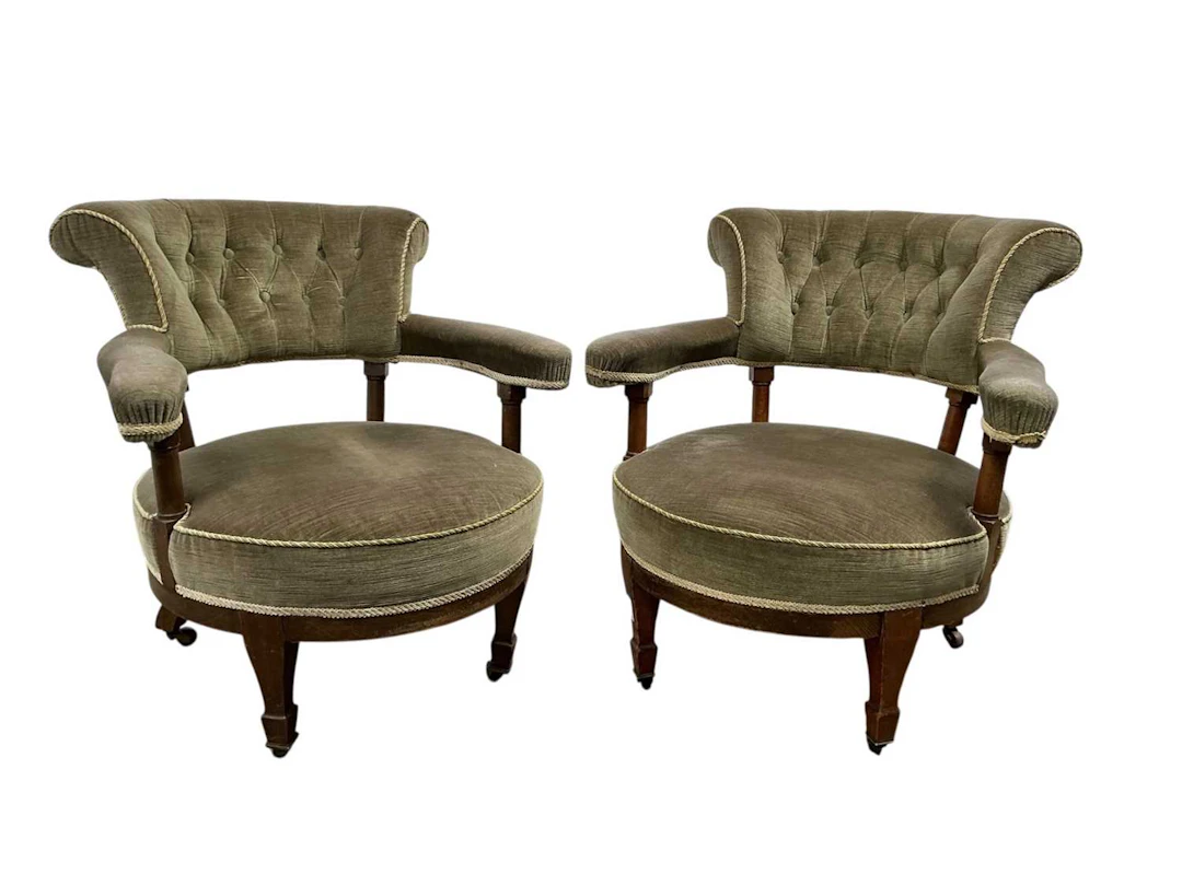 PAIR OF EDWARDIAN DRAWING ROOM ARMCHAIRS EARLY 20TH CENTURY