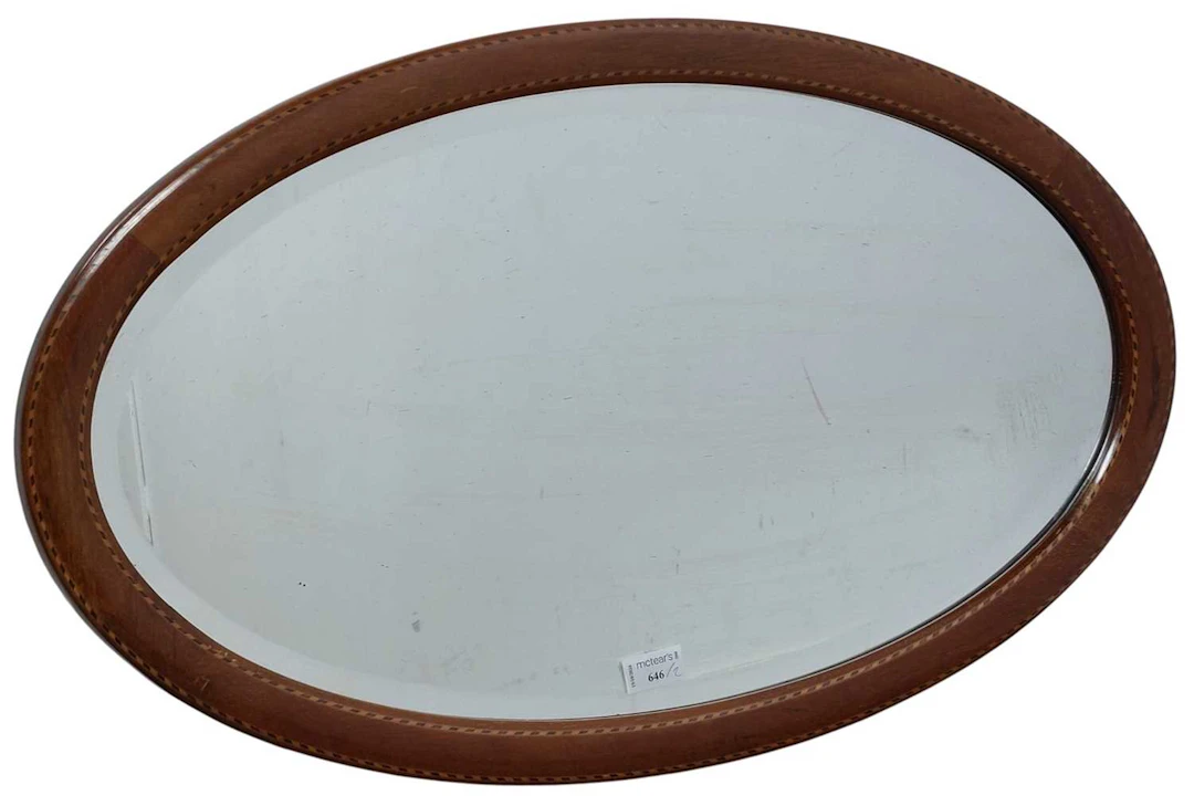 INLAID MAHOGANY WALL MIRROR EARLY 20TH CENTURY