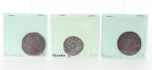 EDWARD III, THREE HAMMERED SILVER COINS 1327-1377