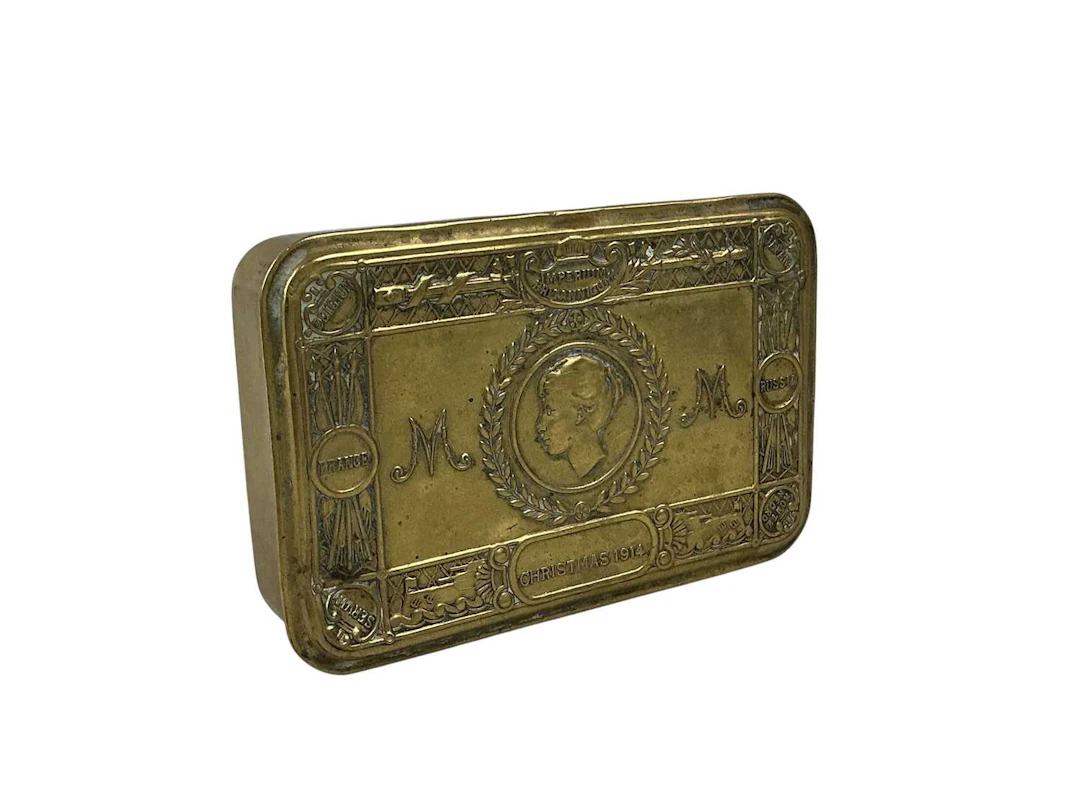 WWI BRASS CHRISTMAS TIN CIRCA 1914
