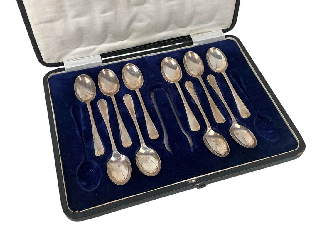 SET OF TEN GEORGE V SILVER TEASPOONS MAKER DUNCAN & SCOBBIE, SHEFFIELD 1918