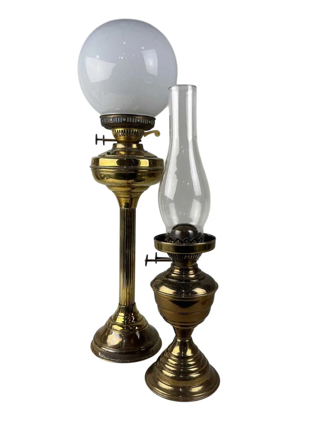 TWO BRASS OIL LAMPS EARLY/MID 20TH CENTURY