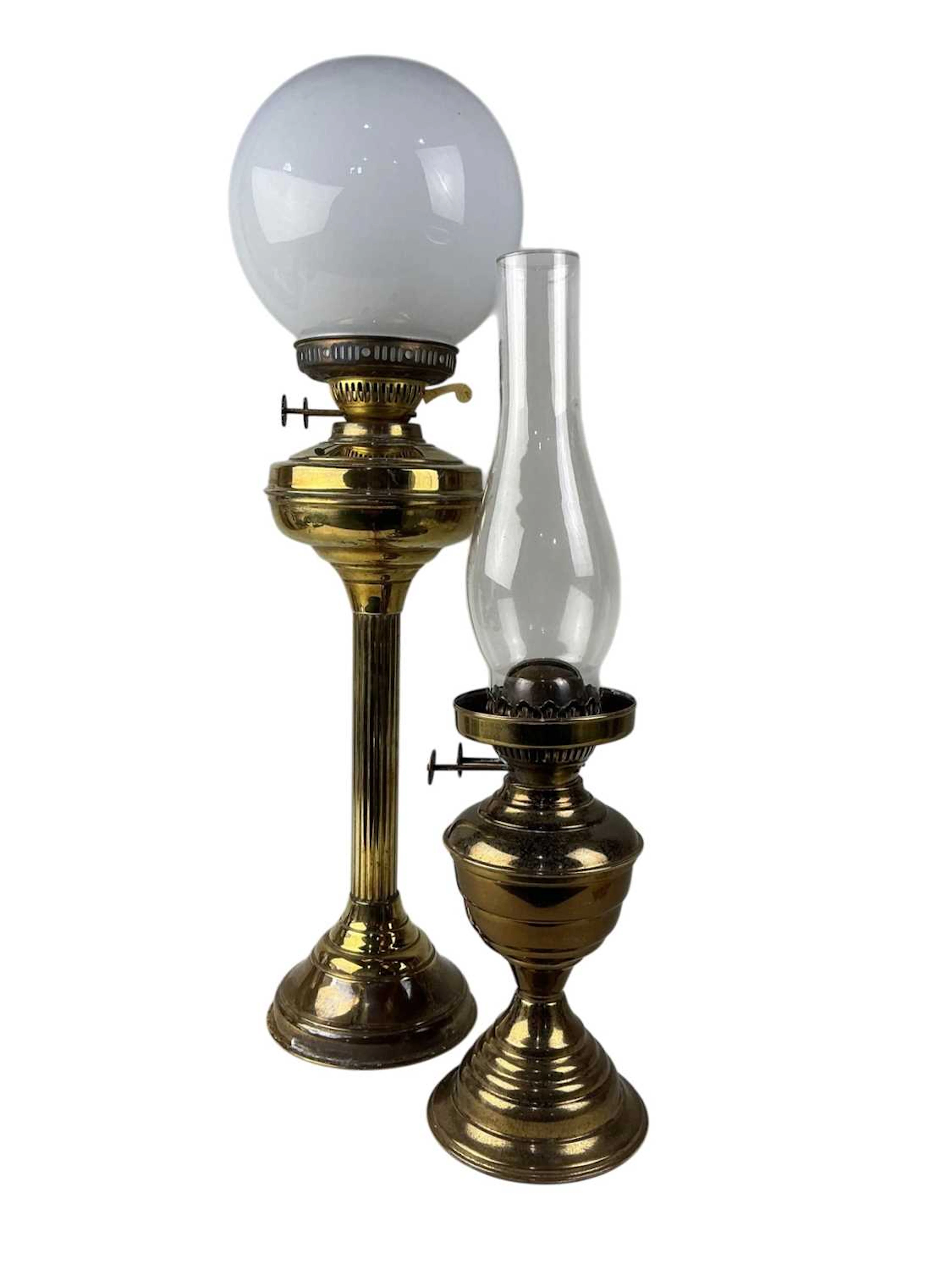 TWO BRASS OIL LAMPS EARLY/MID 20TH CENTURY