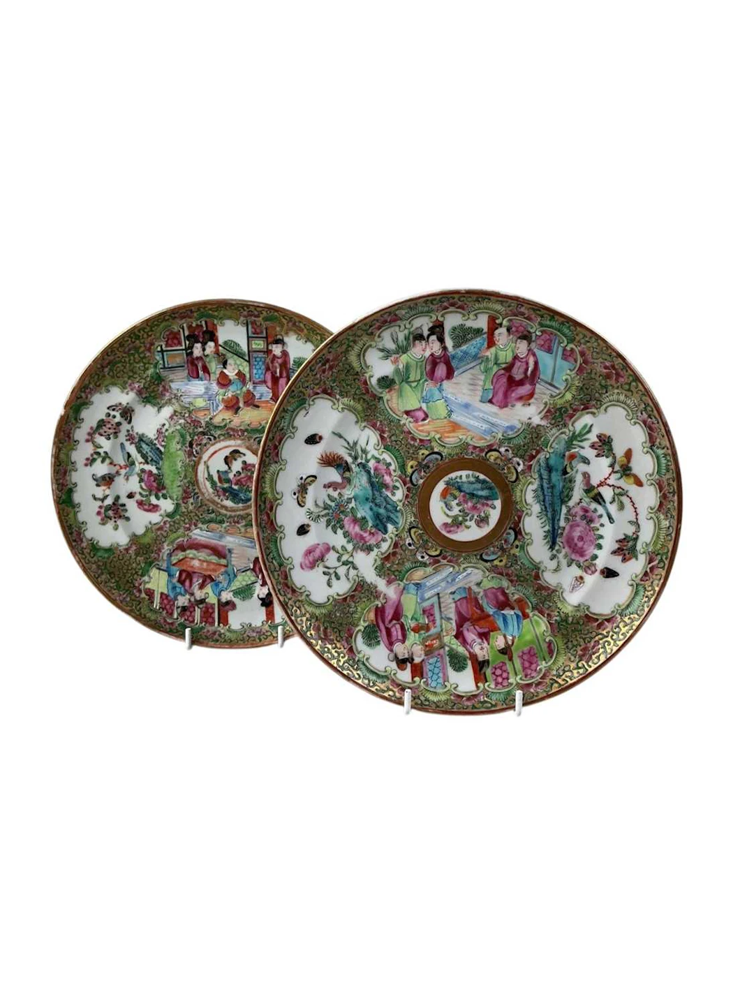 TWO CHINESE CANTON ROSE MEDALLION PLATES, MID 19TH CENTURY AND OTHER
