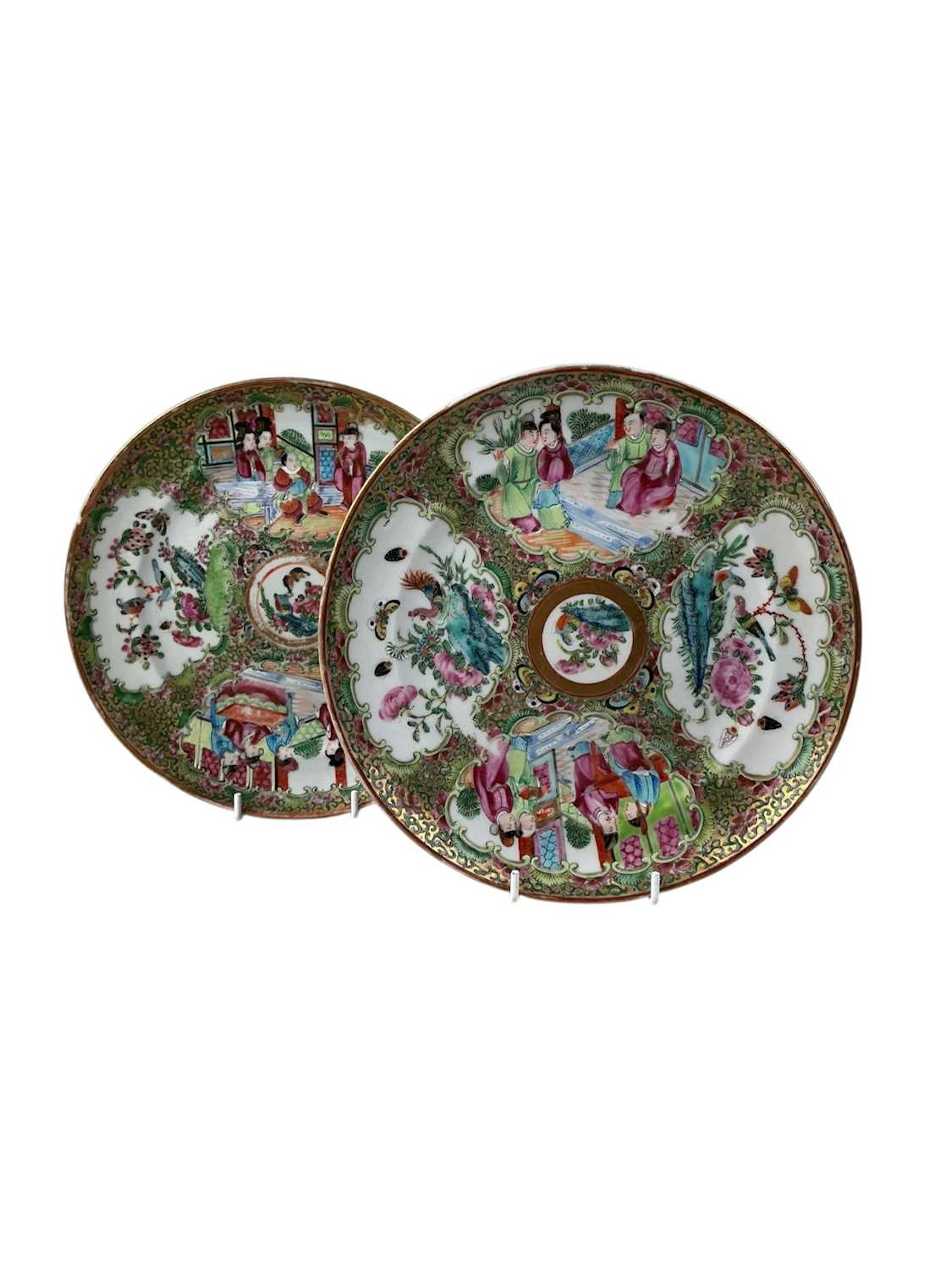 TWO CHINESE CANTON ROSE MEDALLION PLATES, MID 19TH CENTURY AND OTHER