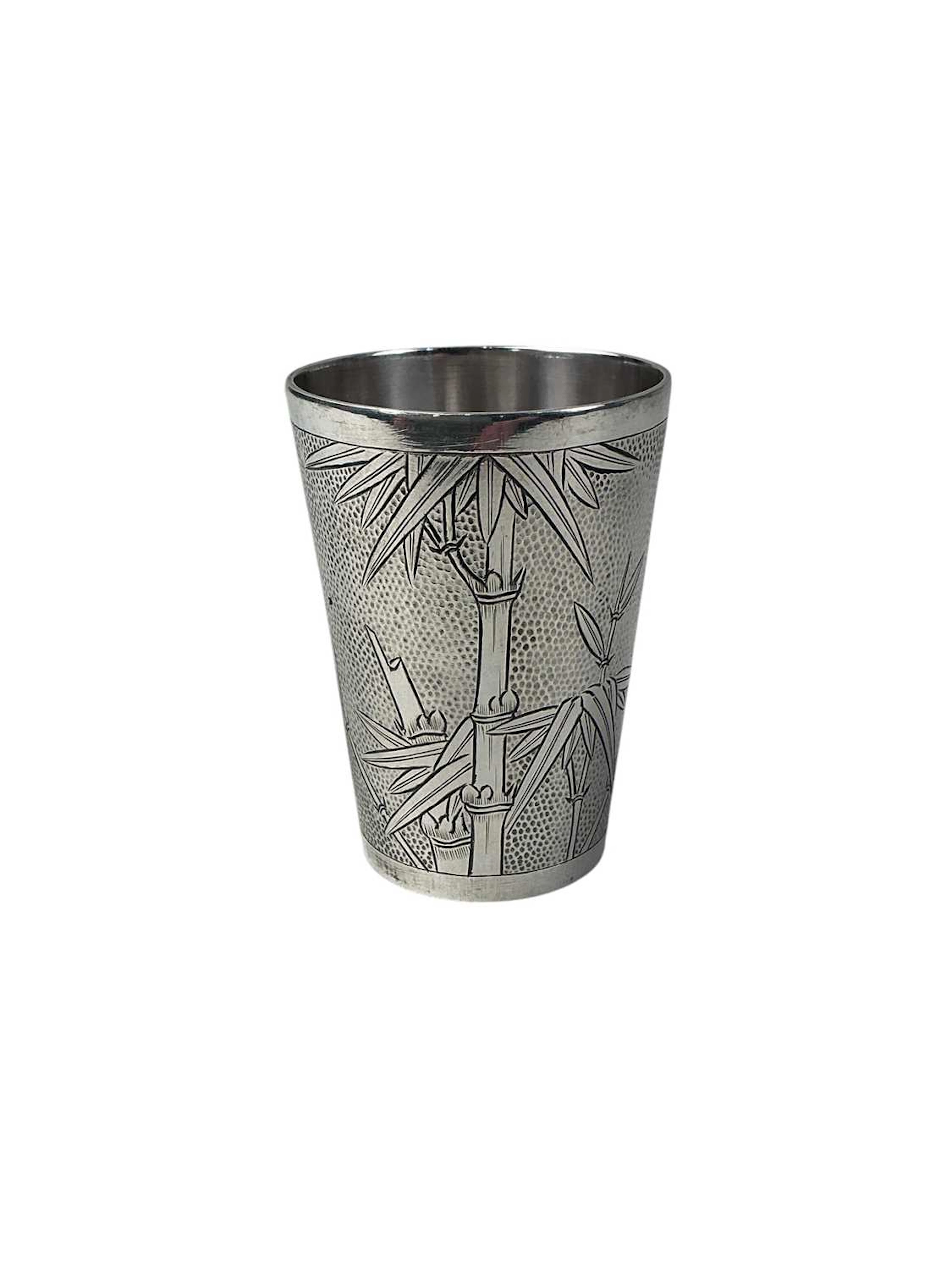 CHINESE SILVER SHOT TOT, EARLY 20TH CENTURY ALONG WITH A PAIR OF SILVER