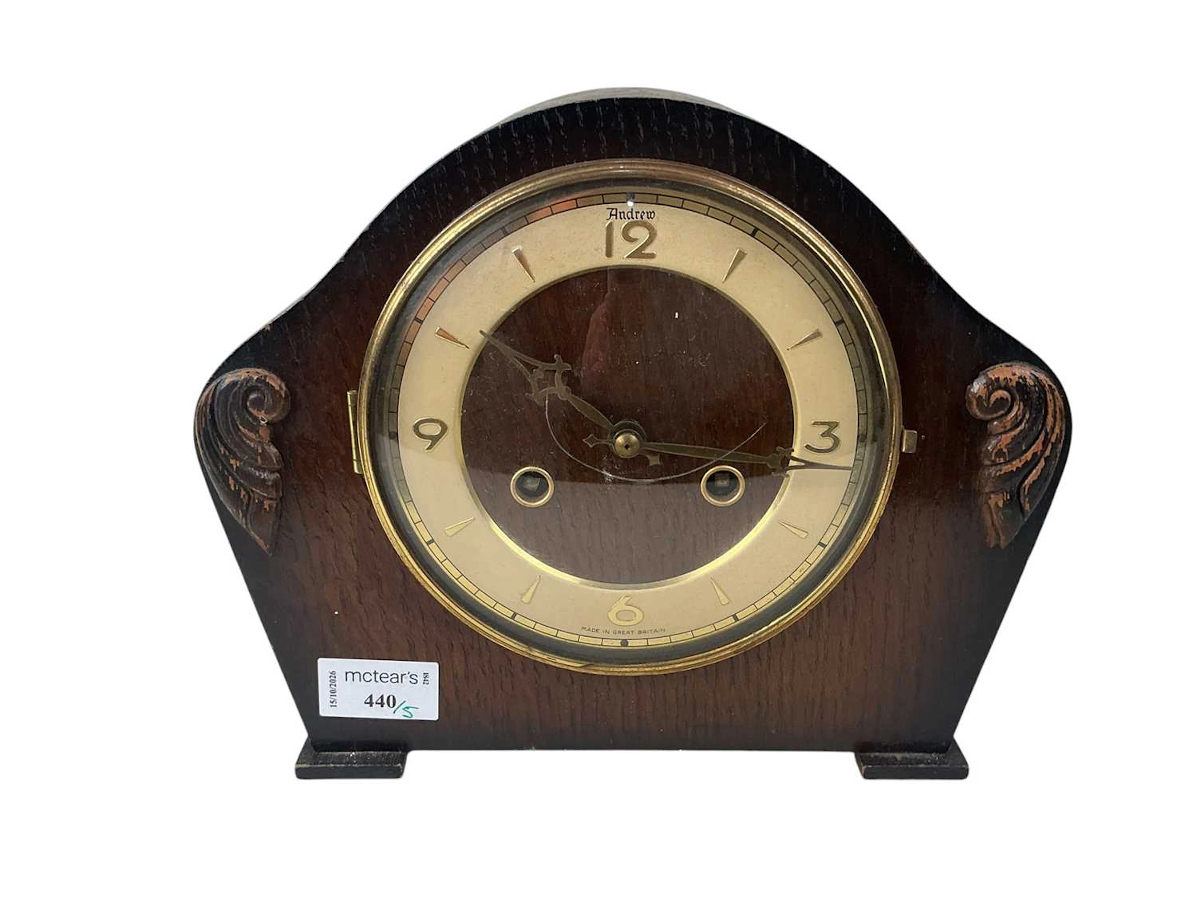SMITHS OF ENFIELD MANTEL CLOCK, MID 20TH CENTURY AND FOUR OTHER CLOCKS