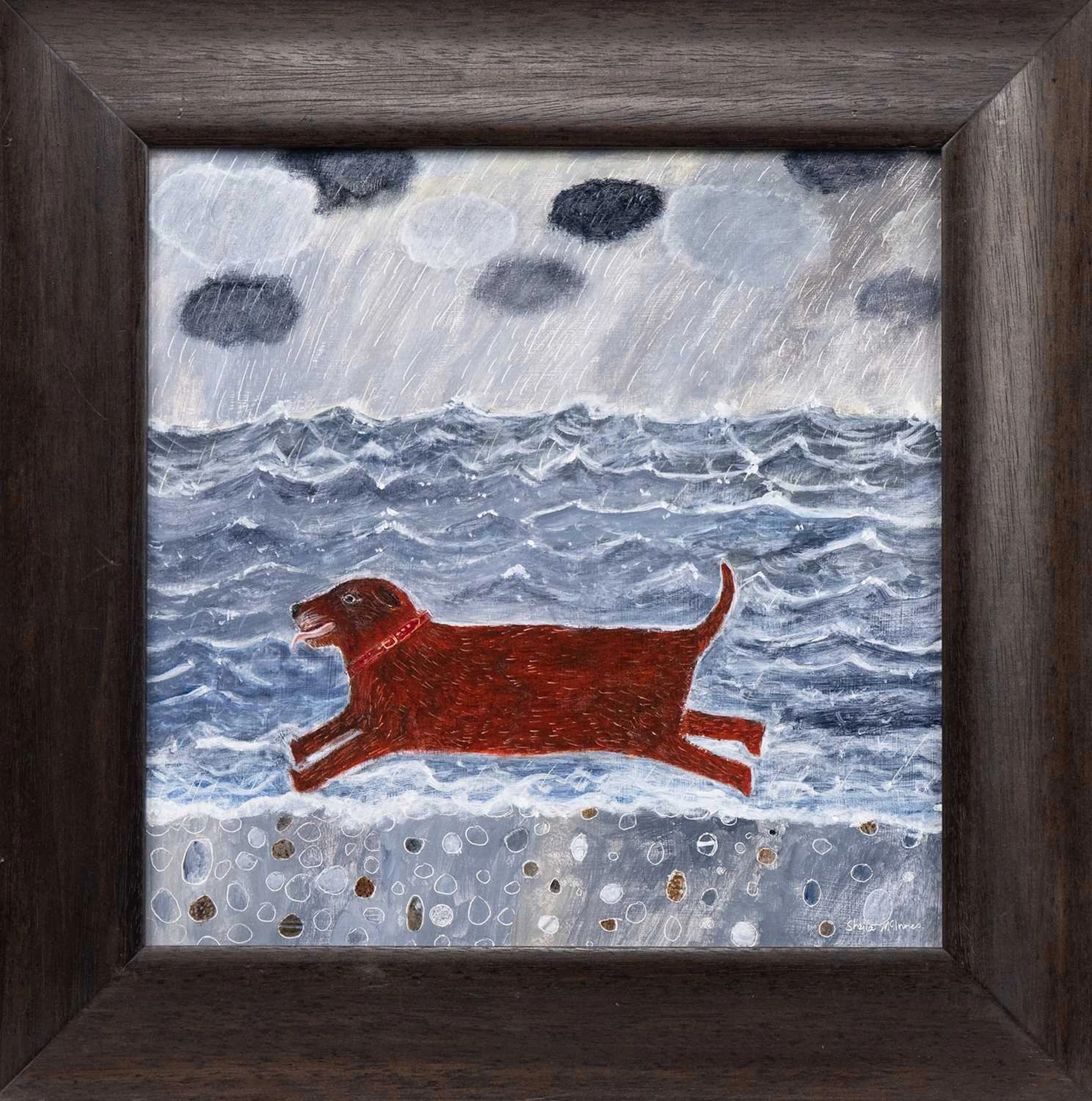 * SHEILA MCINNES (SCOTTISH b. 1963) THE RED DOG LIKES THE RAIN